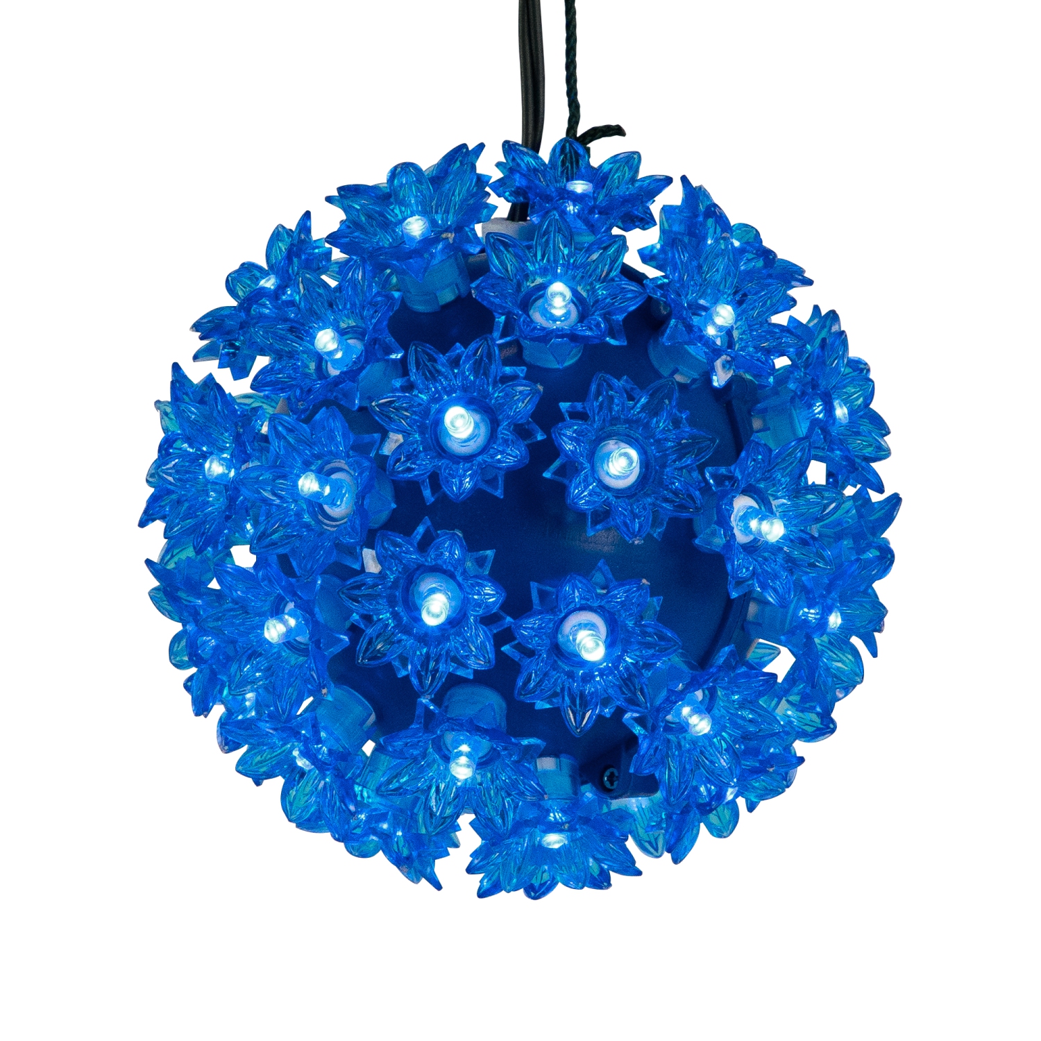 Décoration de Noël extérieure avec sphère florale lumineuse et suspendue de LED - 6&nbsp;po - Bleu