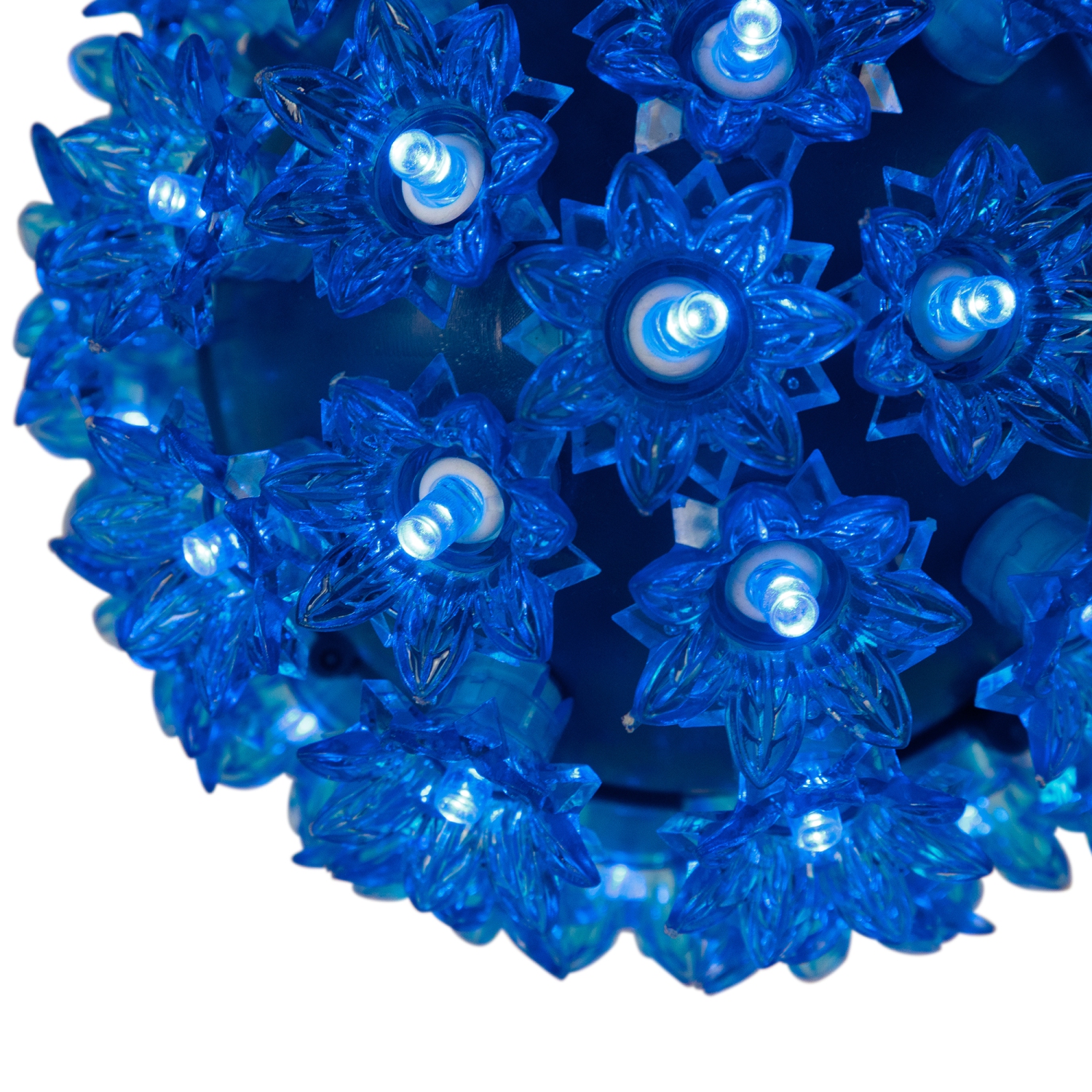 Décoration de Noël extérieure avec sphère florale lumineuse et suspendue de LED - 6&nbsp;po - Bleu