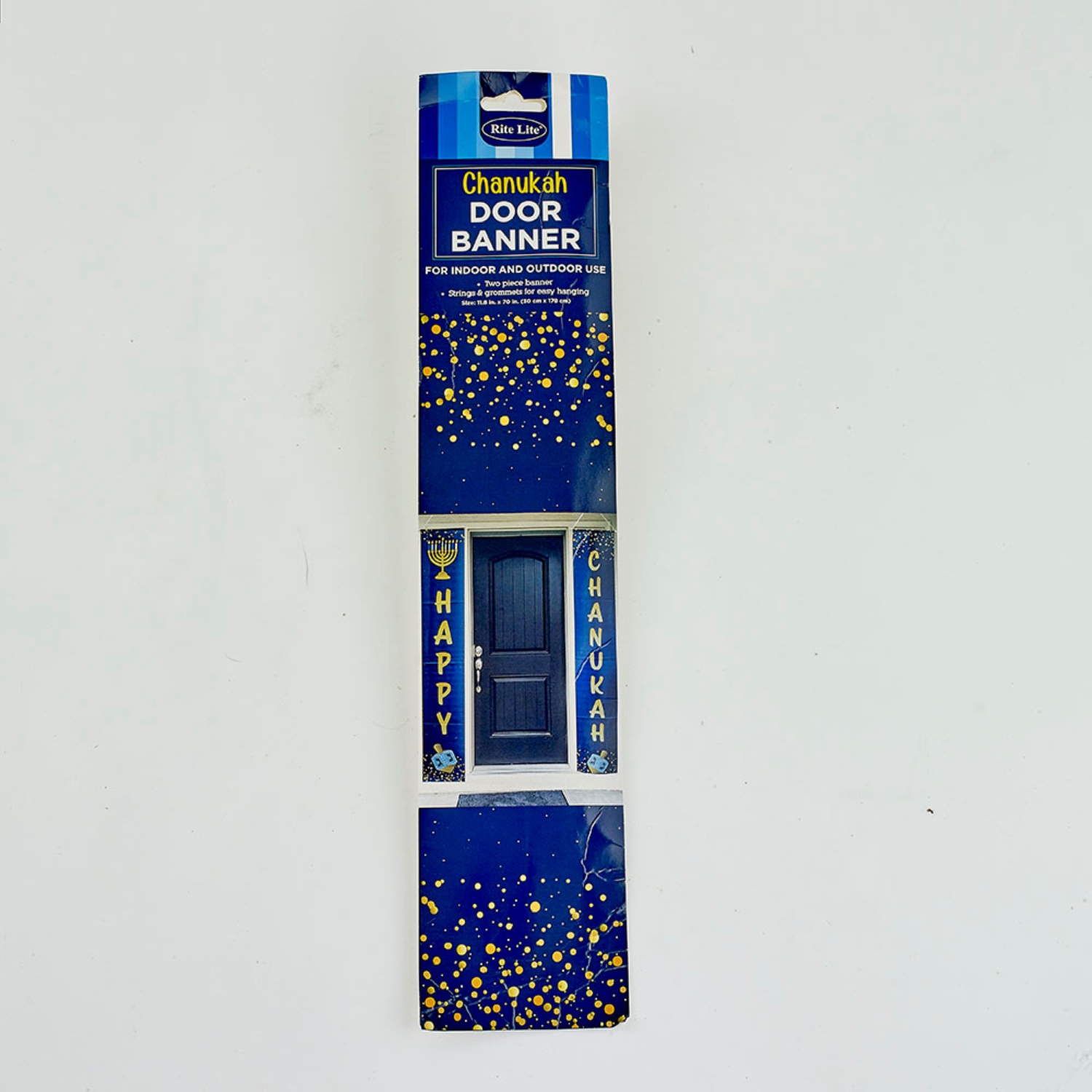 Happy Chanukah Door Banner - 70" - Blue and Gold.