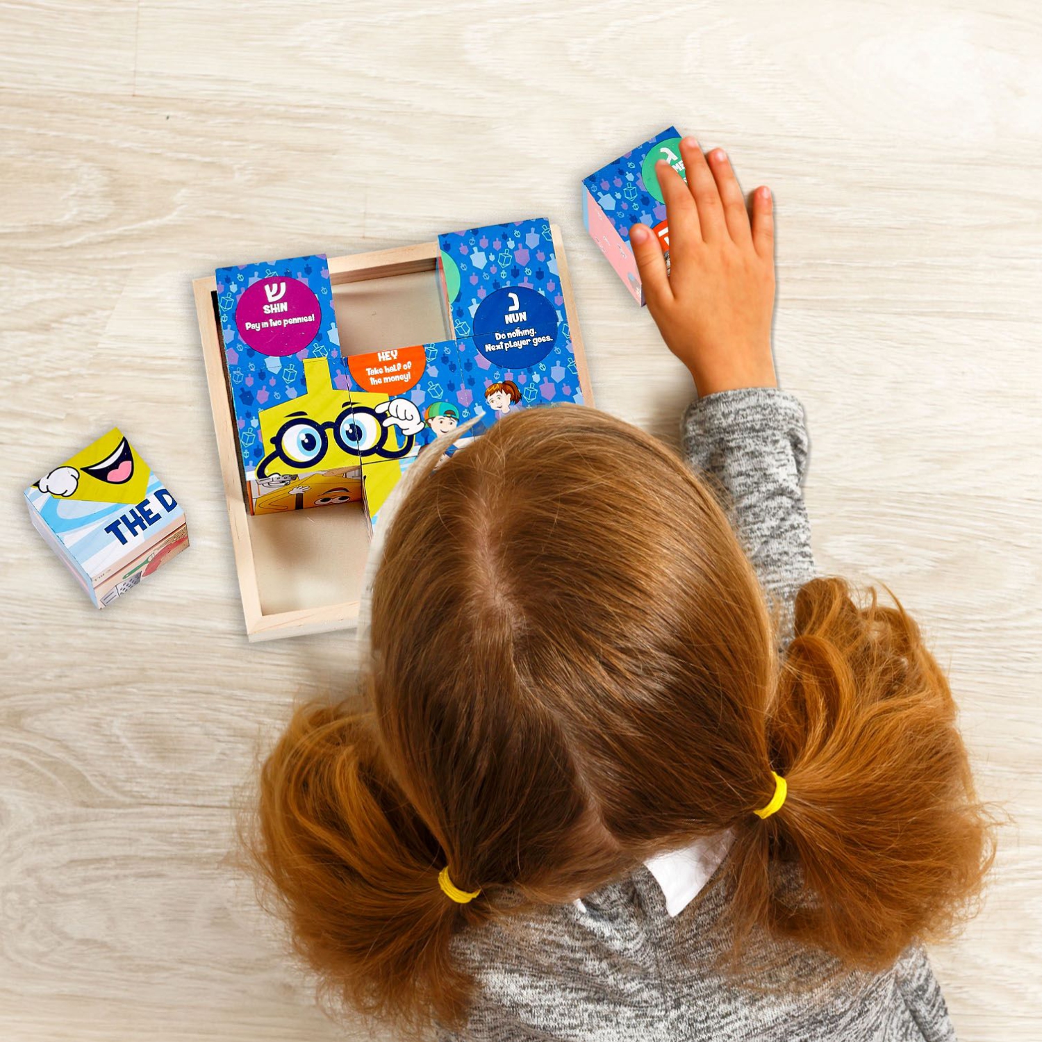 Casse-tête en bois 6-en-1 Bloc Hanoukka - 6,75&nbsp;po