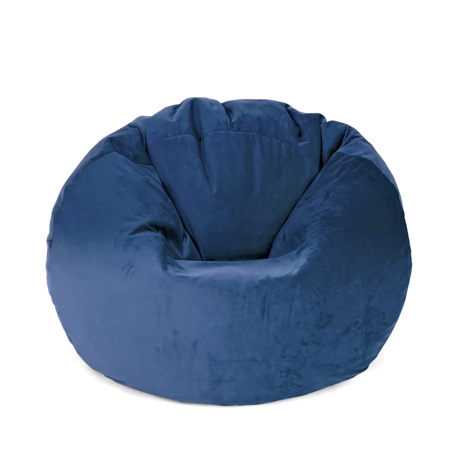 Housse moyenne pour fauteuil poire rond en velours Bud - 27,5&nbsp;po x 27,5&nbsp;po - Bleu denim