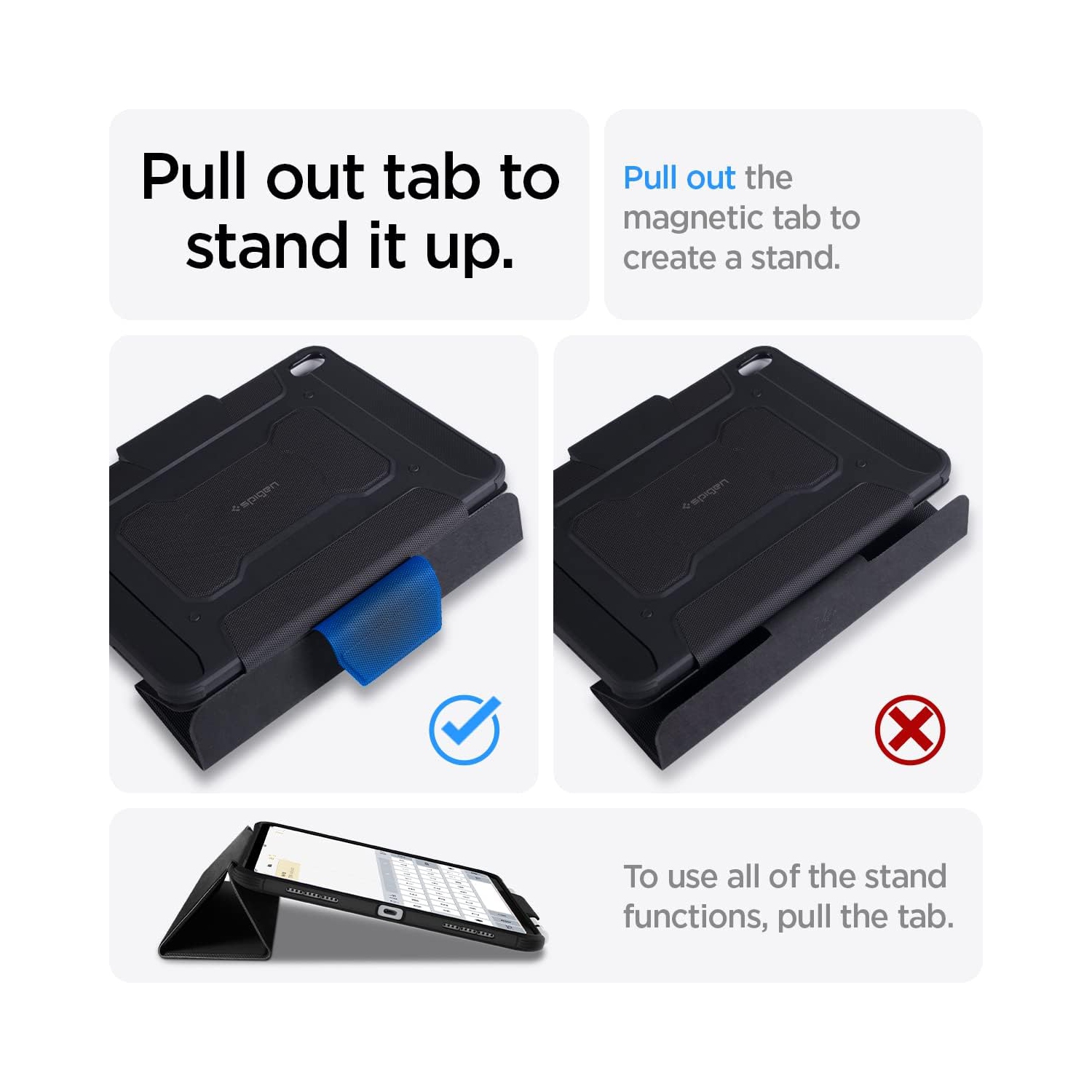 Spigen Rugged Armor Pro Designed for iPad Air 11 Inch Case, 10.9 Inch 5th/4th Generation Case (2022/2020) with Pencil Holder (ACS05417) - Black