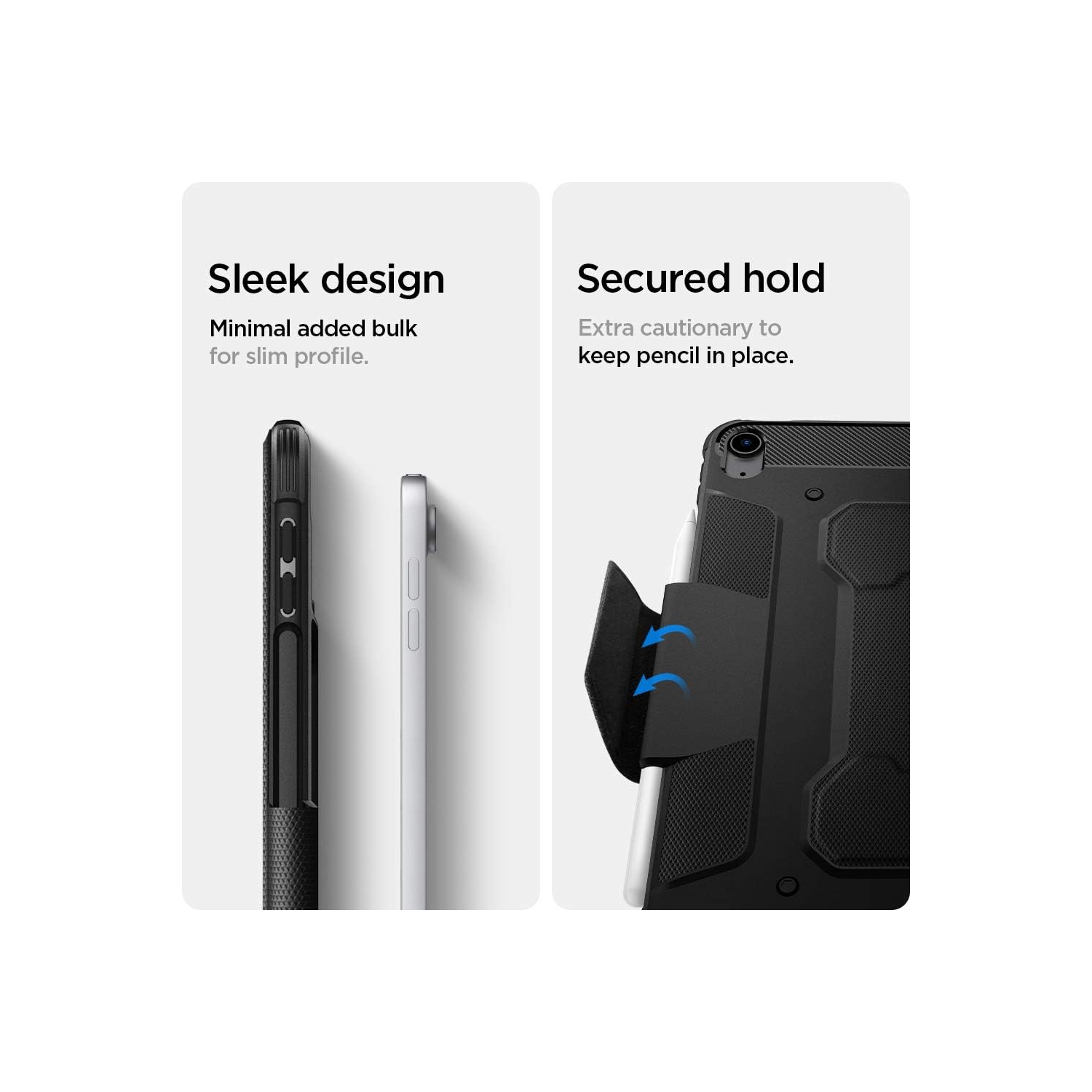 Spigen Rugged Armor Pro Designed for iPad Air 11 Inch Case, 10.9 Inch 5th/4th Generation Case (2022/2020) with Pencil Holder (ACS05417) - Black