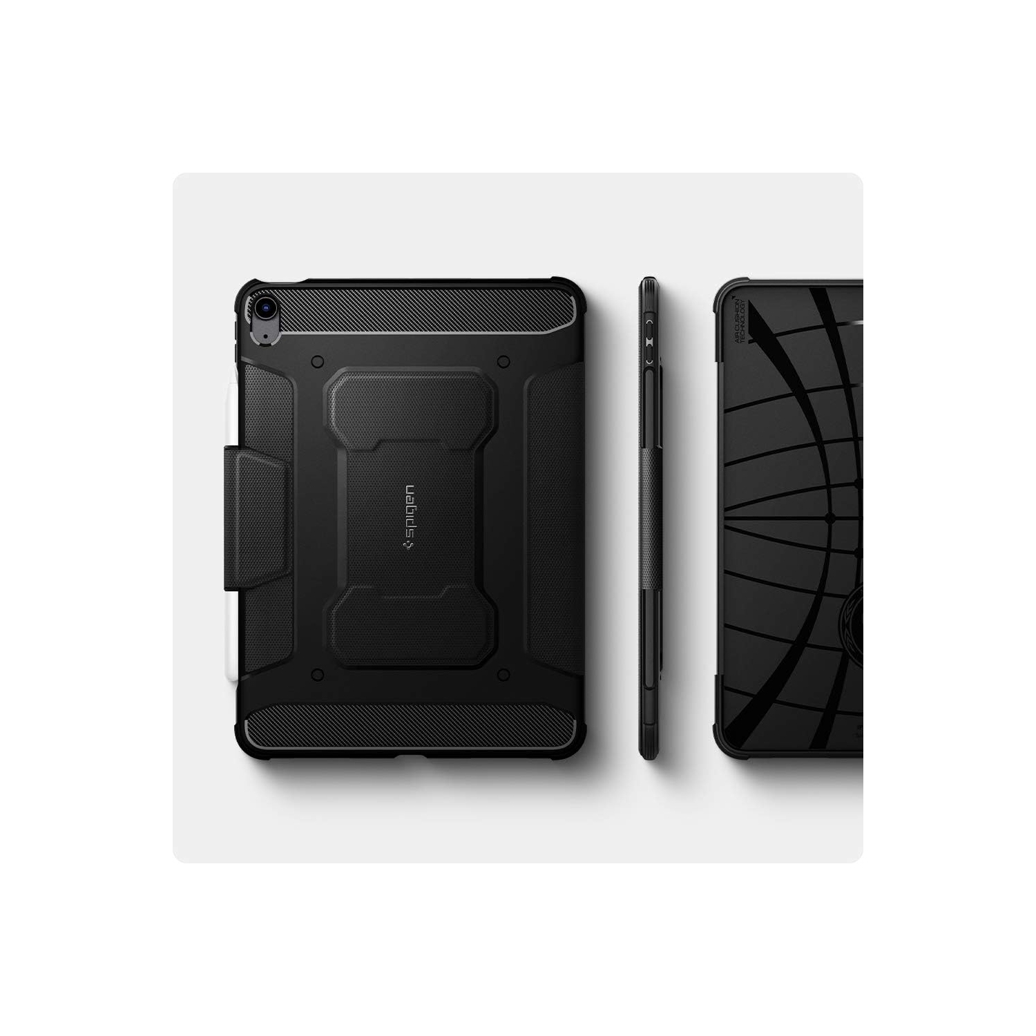 Spigen Rugged Armor Pro Designed for iPad Air 11 Inch Case, 10.9 Inch 5th/4th Generation Case (2022/2020) with Pencil Holder (ACS05417) - Black