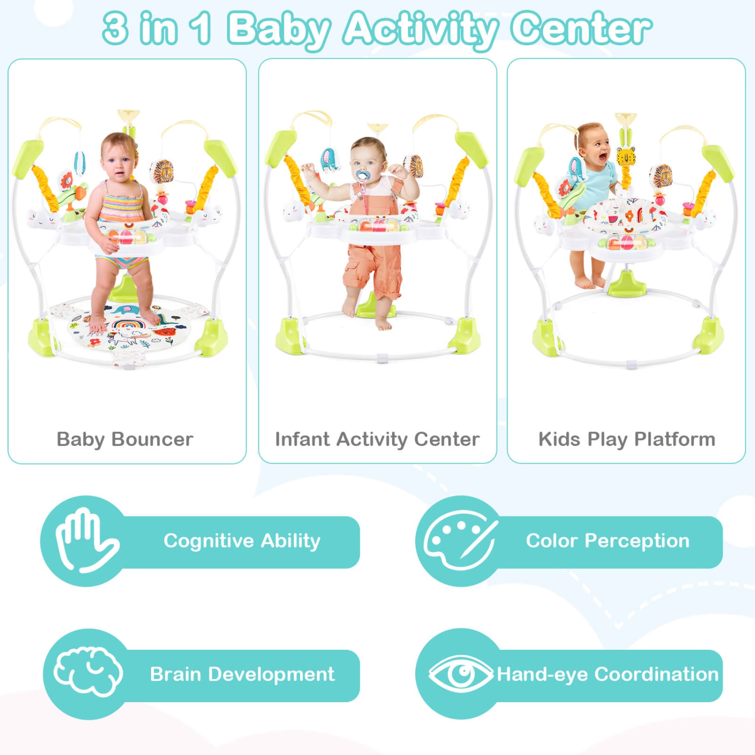 Siège sauteur stationnaire pour bébé avec repose-pieds amovible de Costway Baby