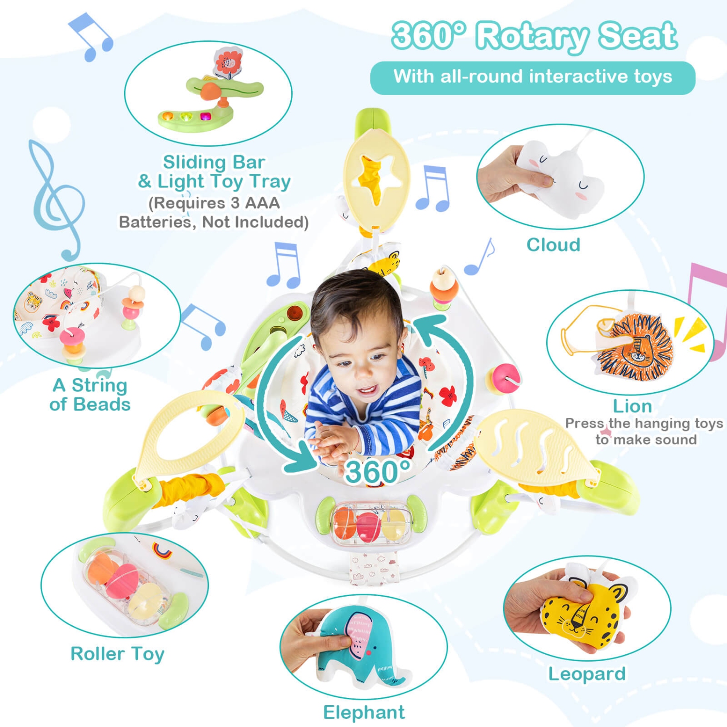 Siège sauteur stationnaire pour bébé avec repose-pieds amovible de Costway Baby