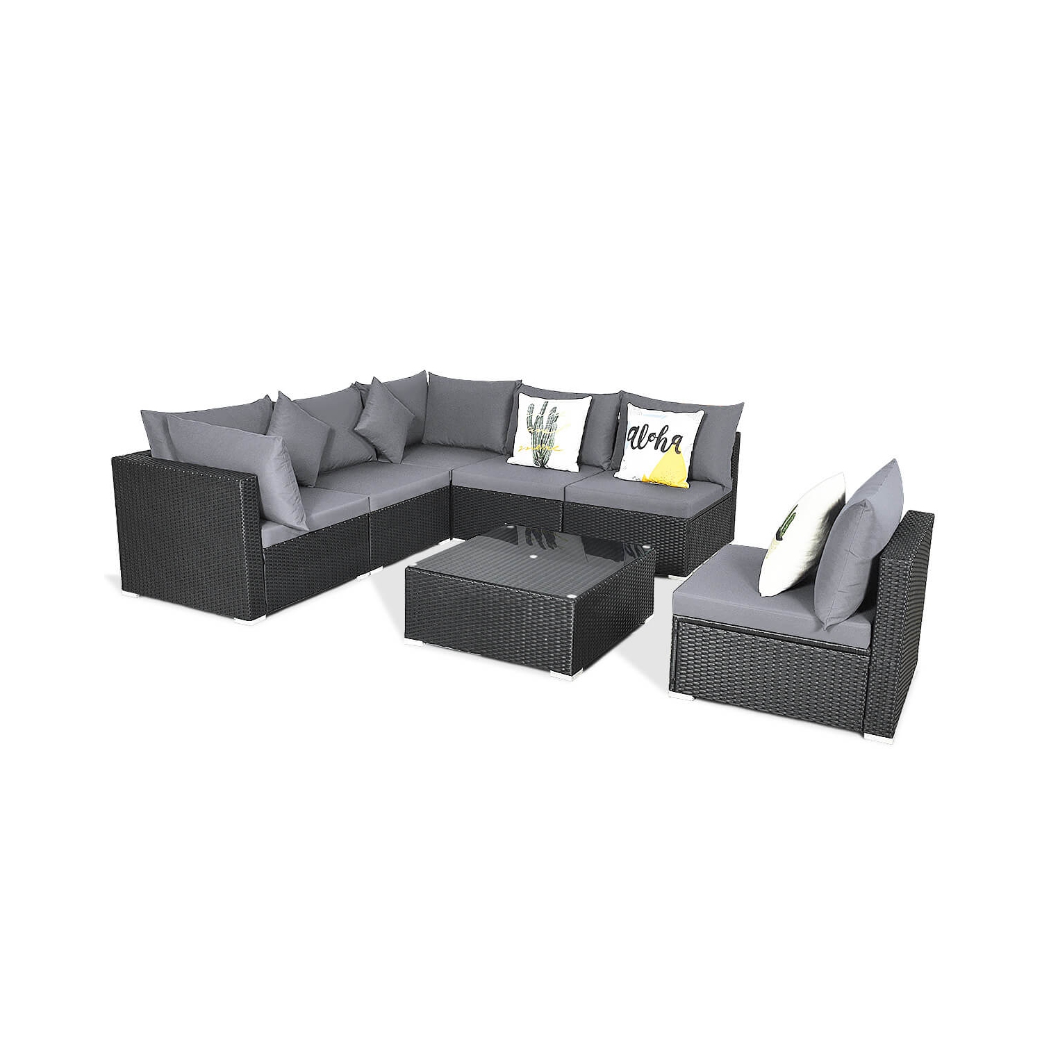 Ensemble de patio de 7 pièces en rotin de Costway avec canapé modulaire et ensemble de patio jardin