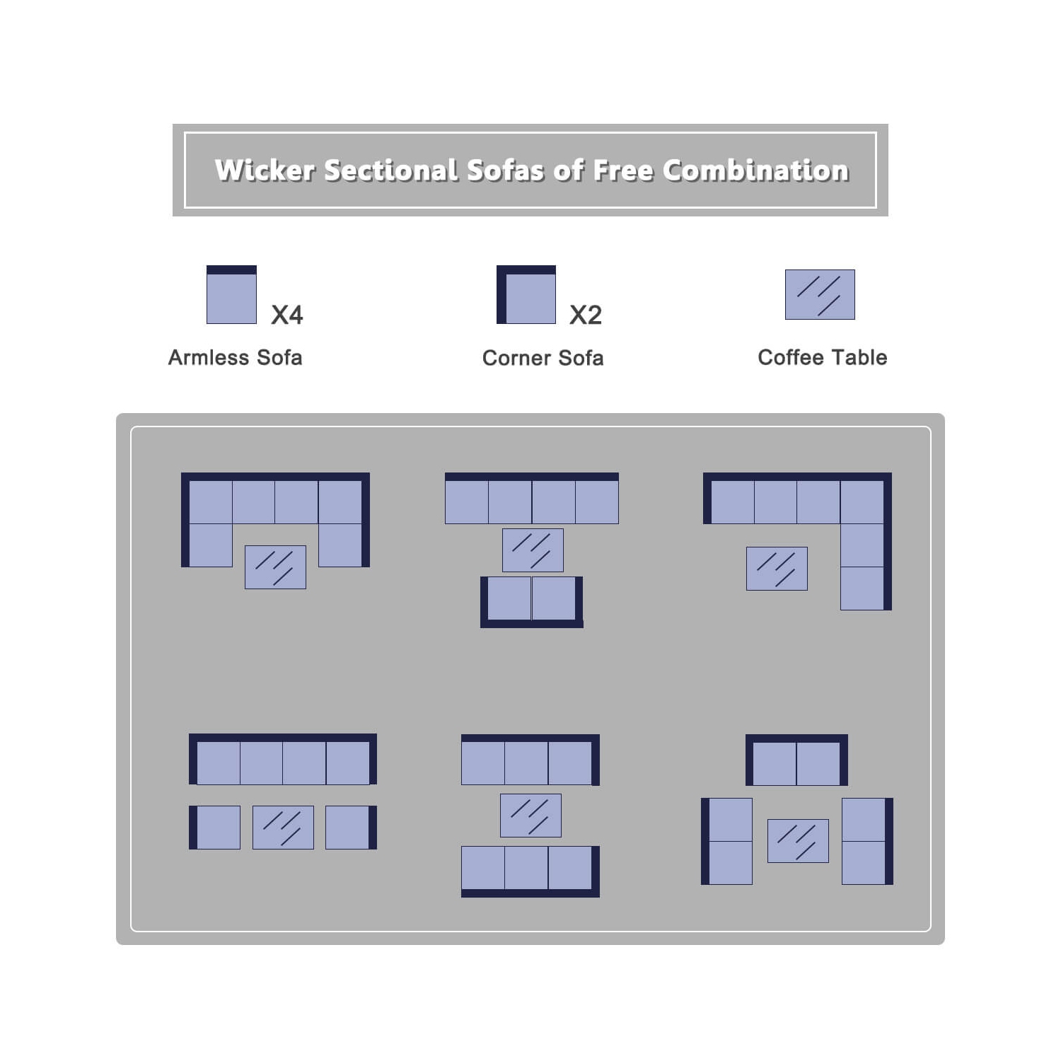 Ensemble de patio de 7 pièces en rotin de Costway avec canapé modulaire et ensemble de patio jardin