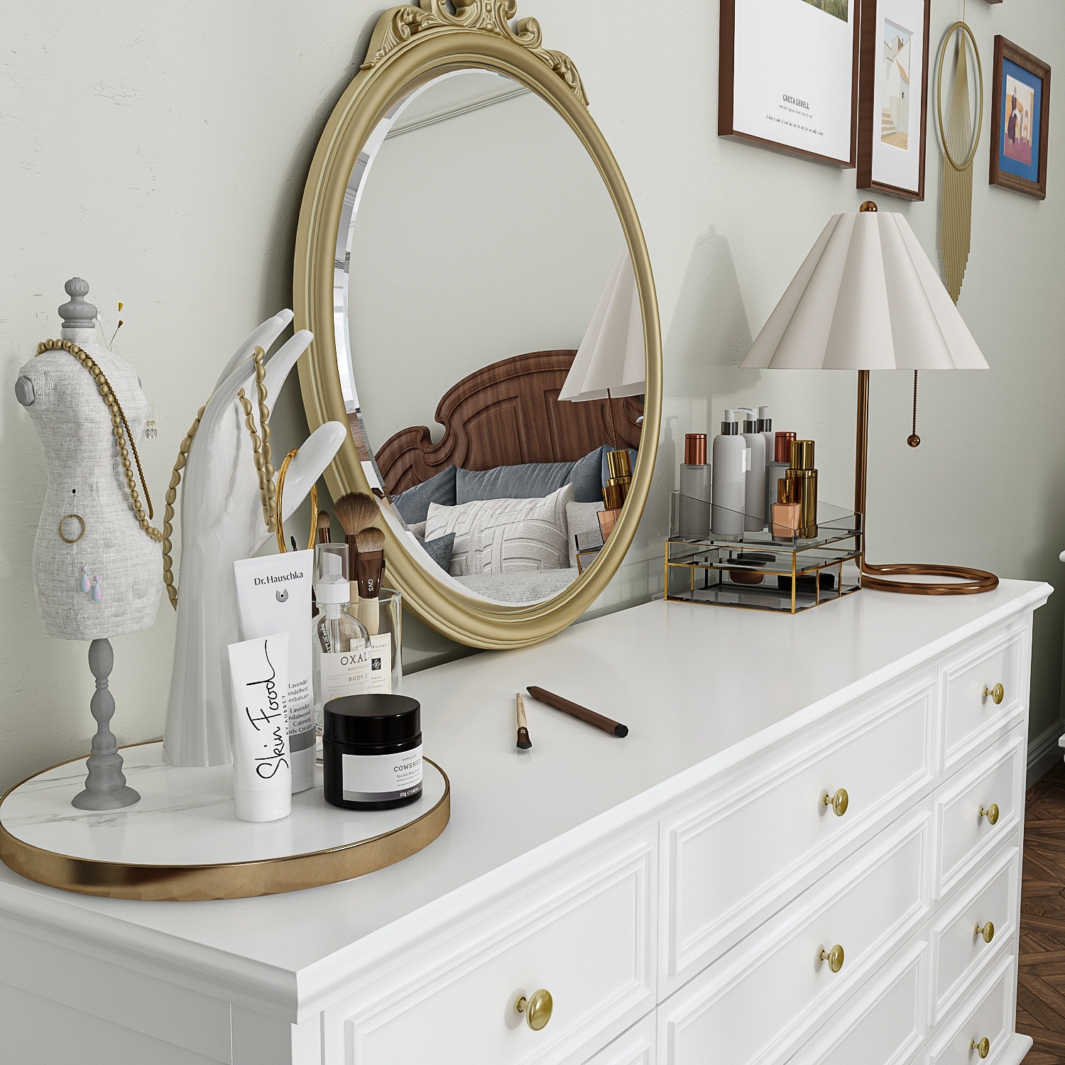 Homsee Luxurious 12-Drawer Dresser with Gold Knobs, Turned Legs, and Ample Storage Space, White