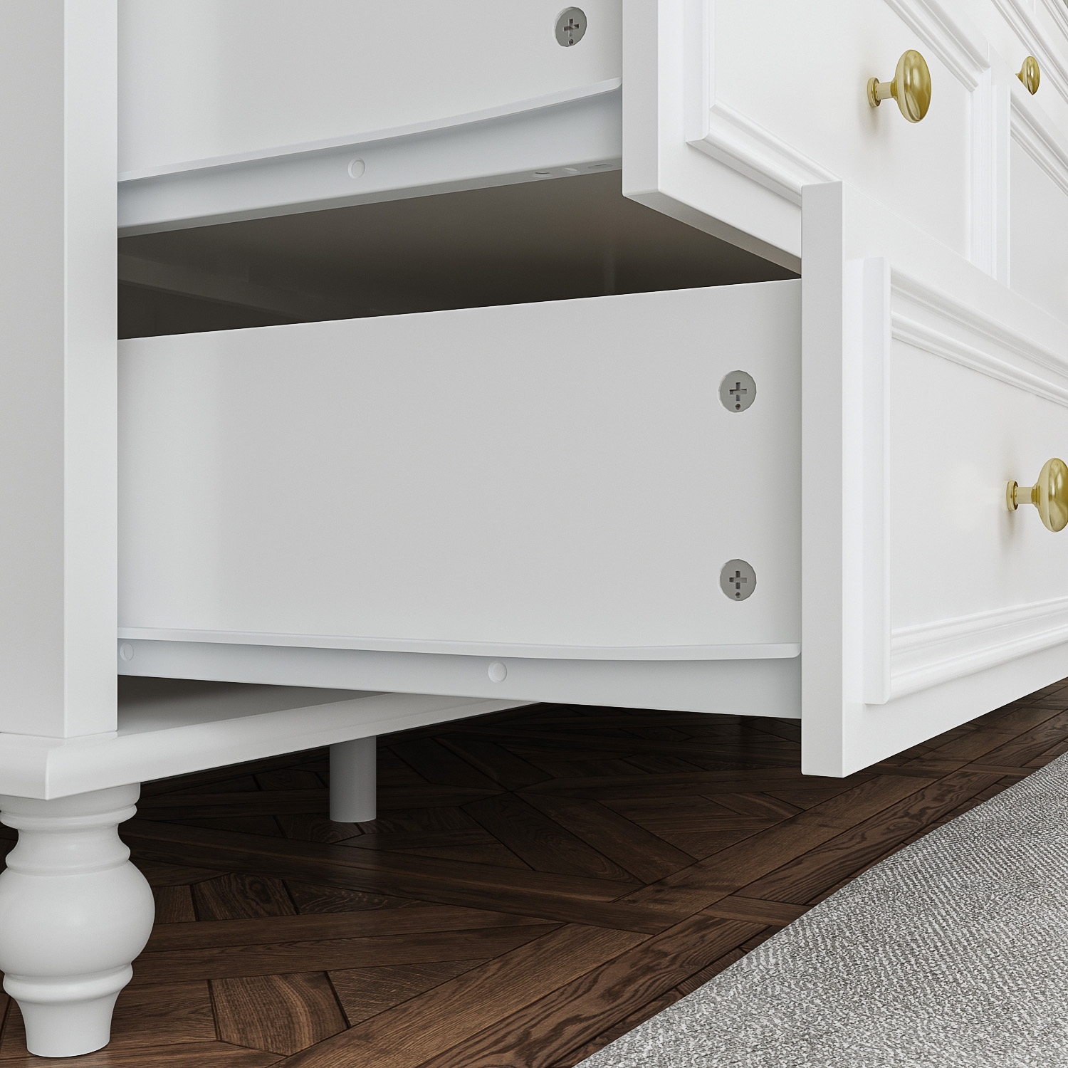 Homsee Luxurious 12-Drawer Dresser with Gold Knobs, Turned Legs, and Ample Storage Space, White