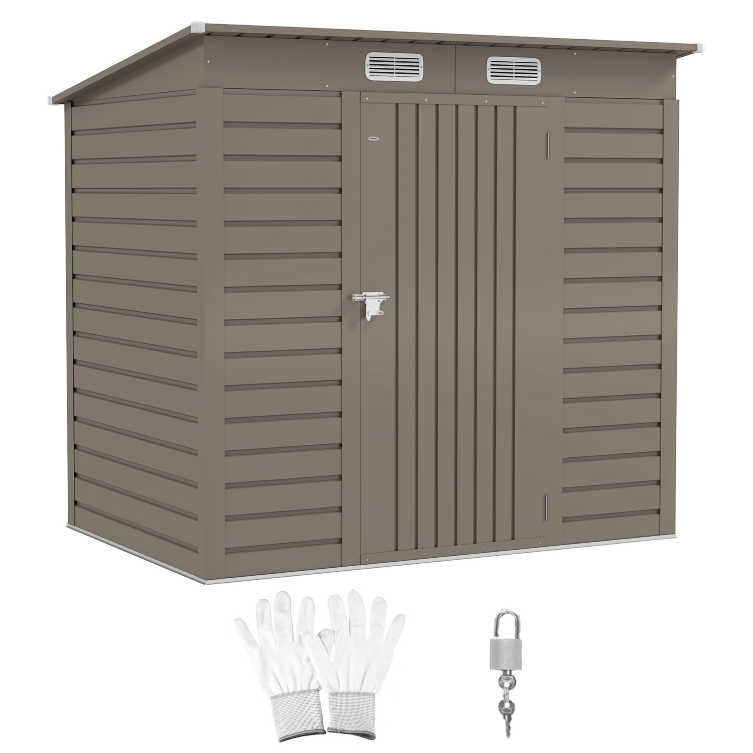 Outsunny 6 x 4FT Outdoor Storage Shed, Easy to Assemble Galvanized Metal Garden Shed, Waterproof Tool Shed with Lockable Door and 2 Vents for