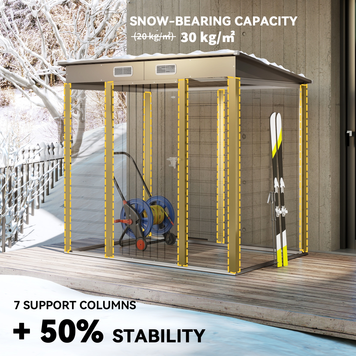 Outsunny 6 x 4FT Outdoor Storage Shed, Easy to Assemble Galvanized Metal Garden Shed, Waterproof Tool Shed with Lockable Door and 2 Vents for