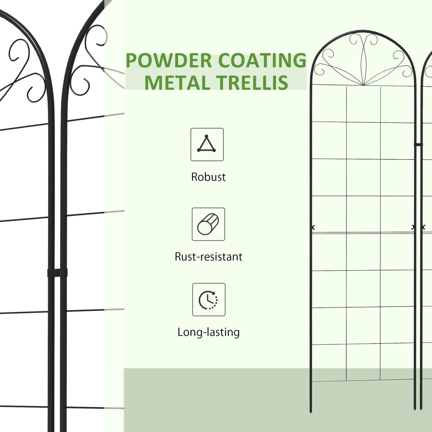 Treillis de jardin Outsunny pour plantes d'escalade, treillis de 71 x 20 po pour l'extérieur en métal, treillis de vigne pour le patio, la