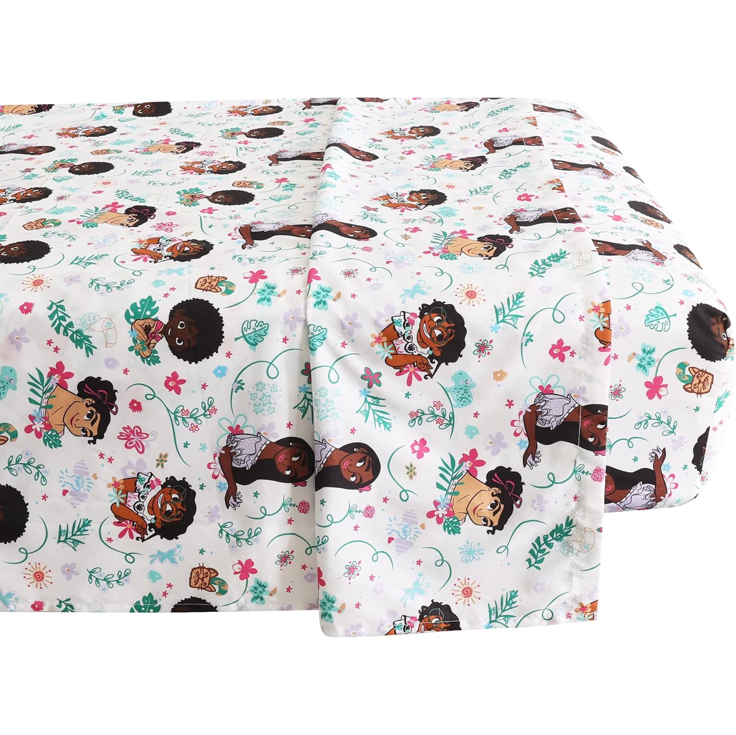 Ensemble de draps 4 pièces pour lit double Encanto de Disney pour enfants - Drap plat, drap-housse et 2 taies d'oreiller
