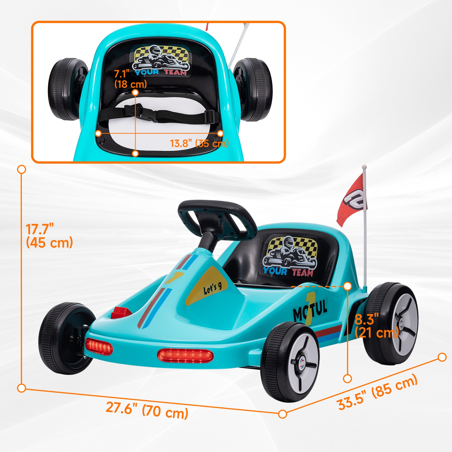 Qaba Go Kart for Kids, 6V 7AH Electric Battery Powerd Ride on Car with Music, Light, Horn, for Toddlers Boys Girs 3-5 Years, Blue