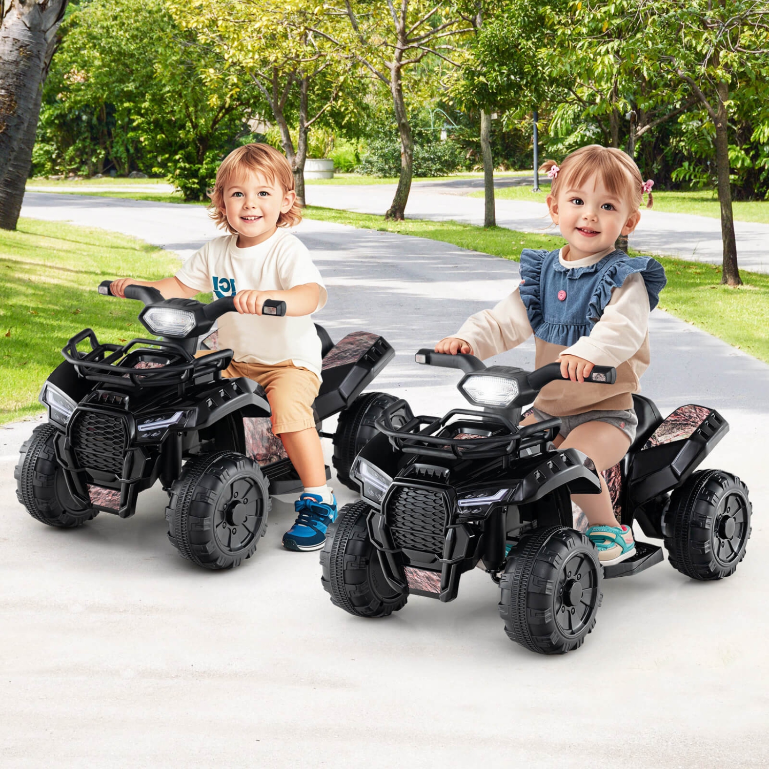 Costway 6V Kids ATV Quad Electric Ride On Car Toy Toddler w/LED Light&MP3
