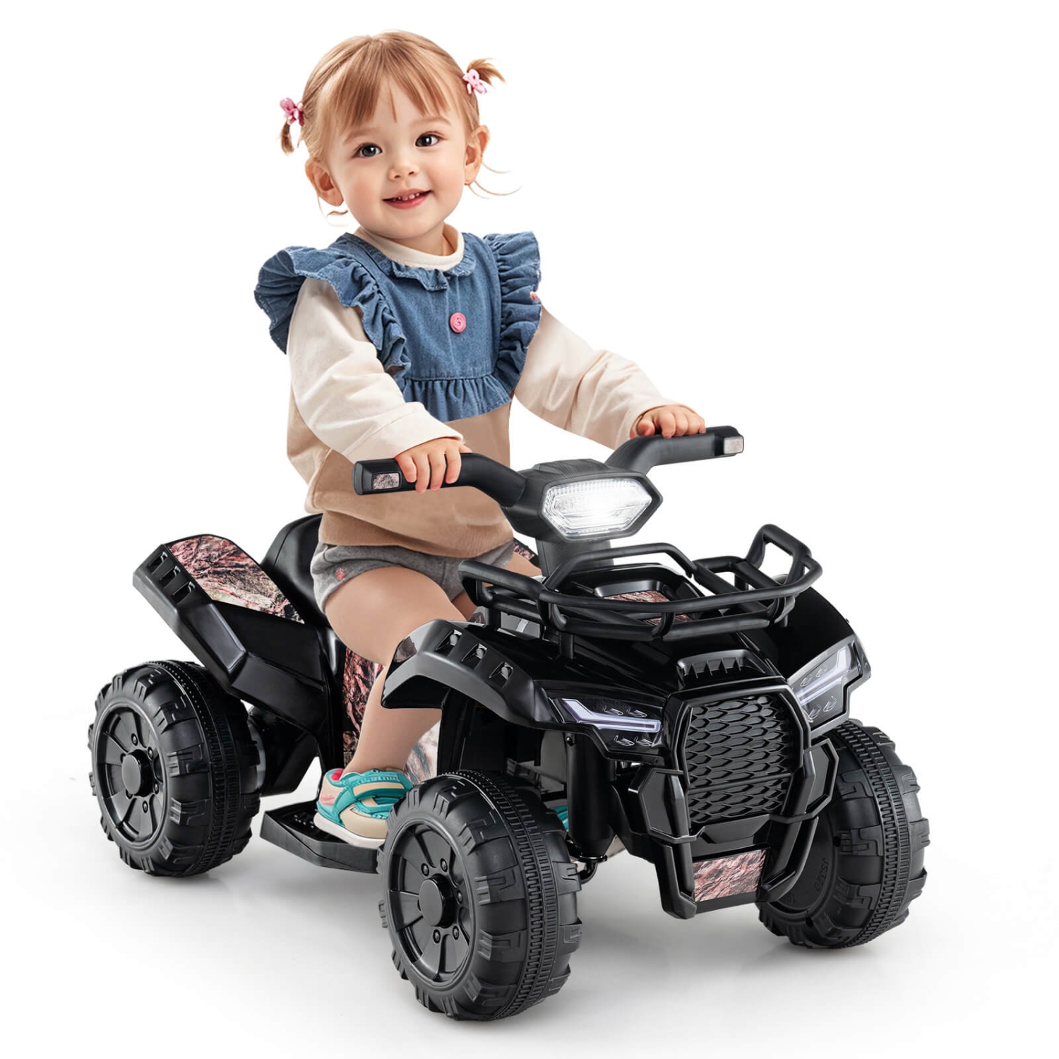 Costway 6V Kids ATV Quad Electric Ride On Car Toy Toddler w/LED Light&MP3