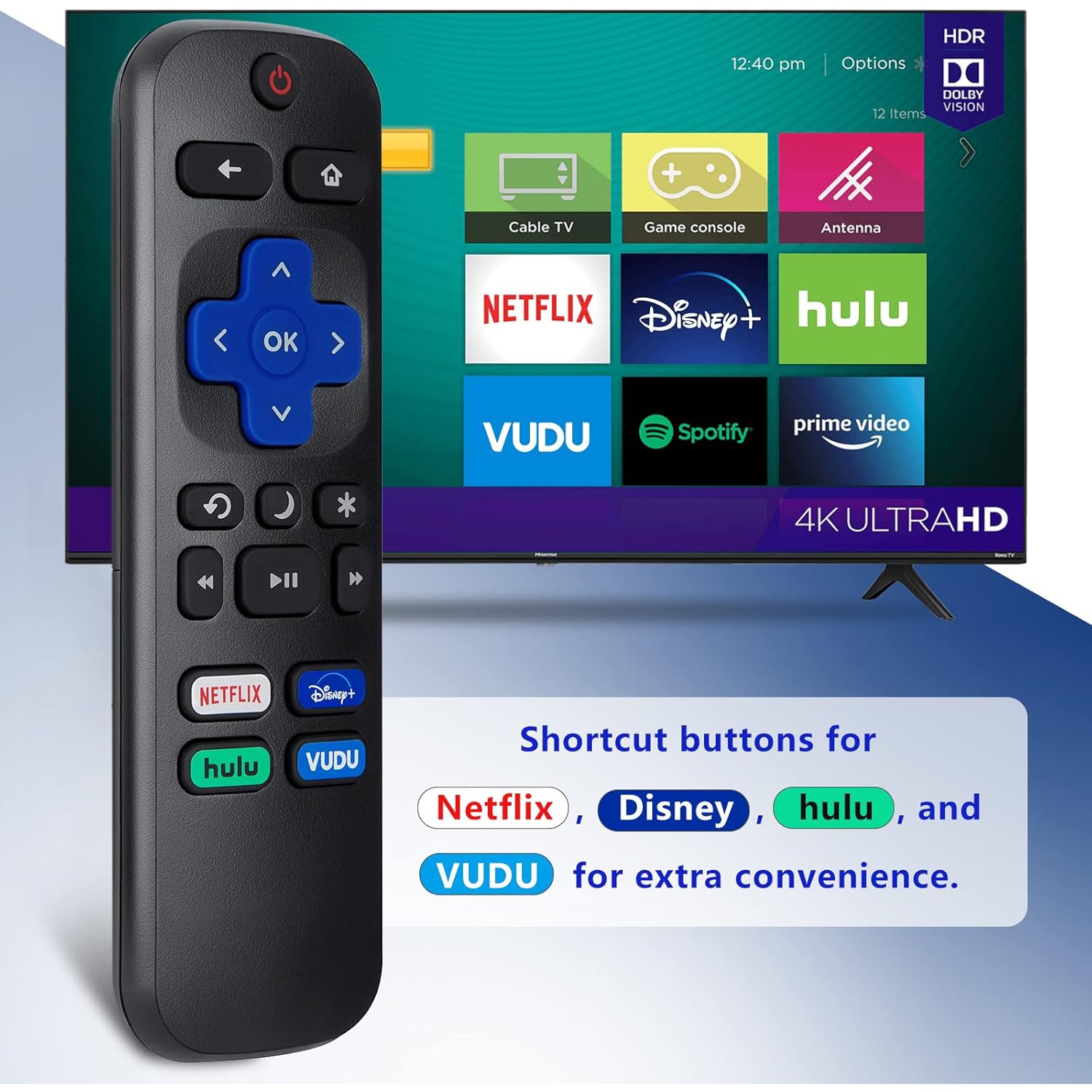 Universal Remote Control for All LG Smart TV LCD LED OLED UHD HDTV Plasma Magic 3D 4K Webos TVs, for Hisense Roku TV