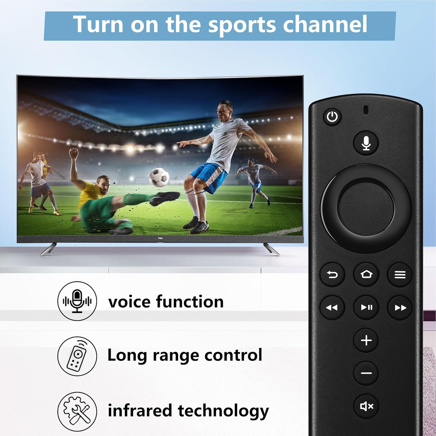 Télécommande de remplacement vocale de 2ᵉ gén pour clé de téléviseur, pour téléviseurs intelligents (3ᵉ gén), TV Stick Lite, TV Stick 4K, TV Cube