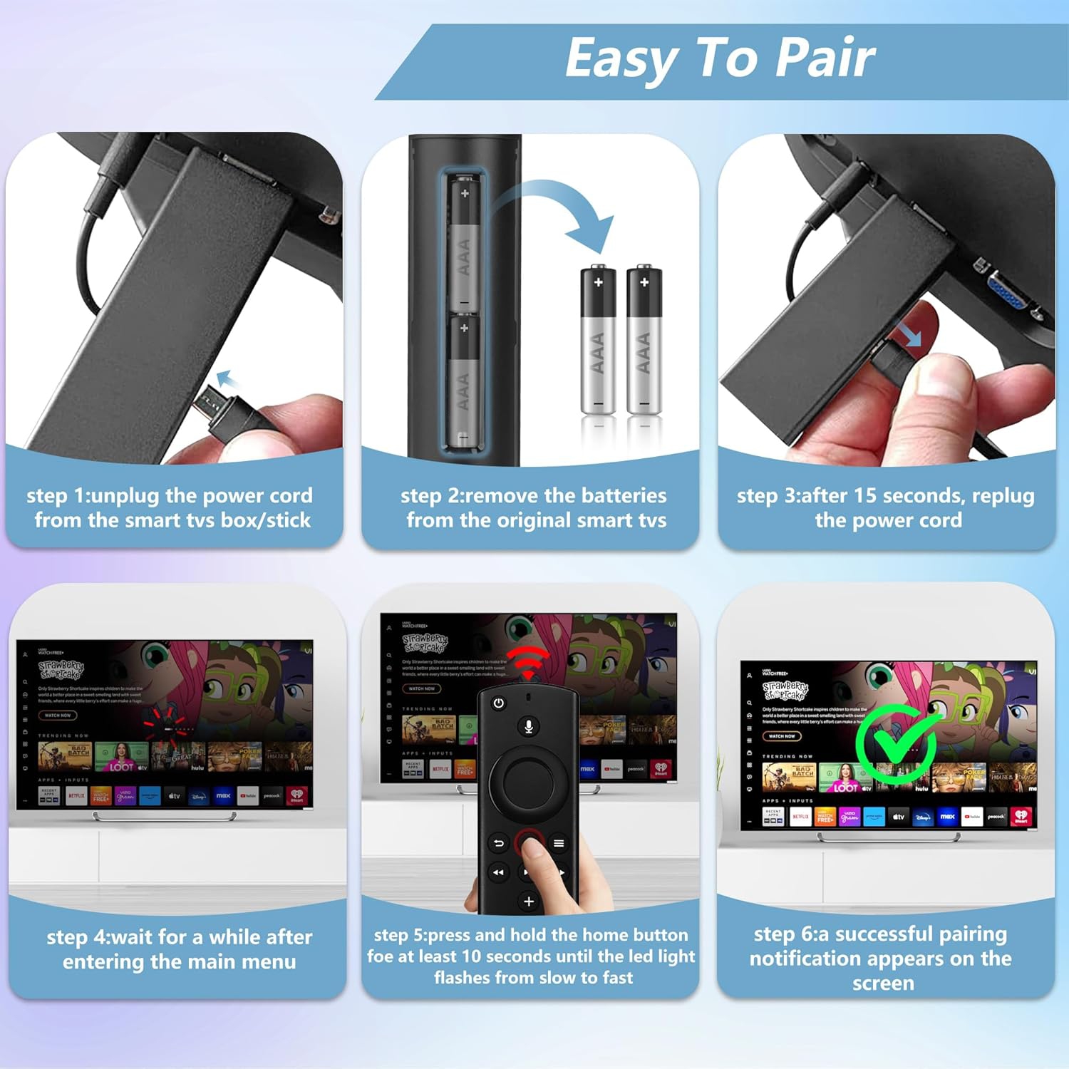 Télécommande de remplacement vocale de 2ᵉ gén pour clé de téléviseur, pour téléviseurs intelligents (3ᵉ gén), TV Stick Lite, TV Stick 4K, TV Cube