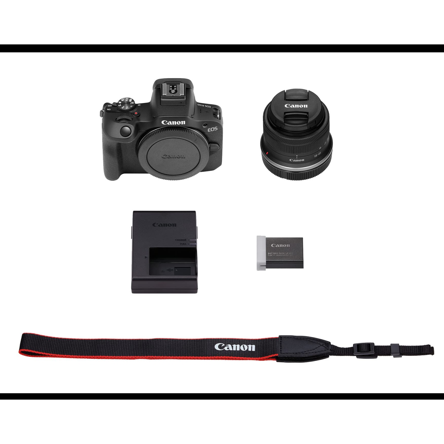 Open Box - Canon EOS R100 RF-S18-45mm F4.5-6.3 is STM Lens Kit, Mirrorless Camera