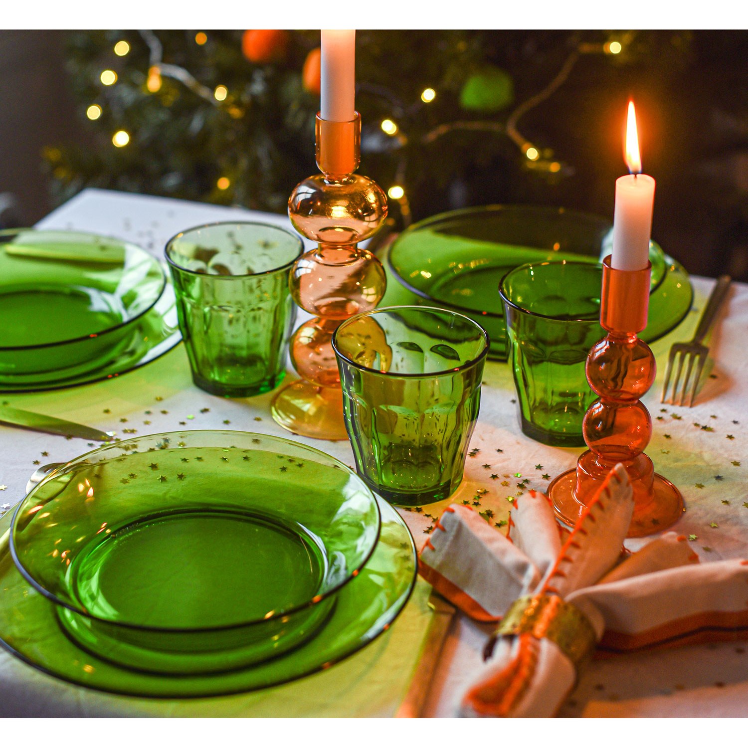 Service de vaisselle en verre trempé de 24 pièces Lys de Duralex - Vert