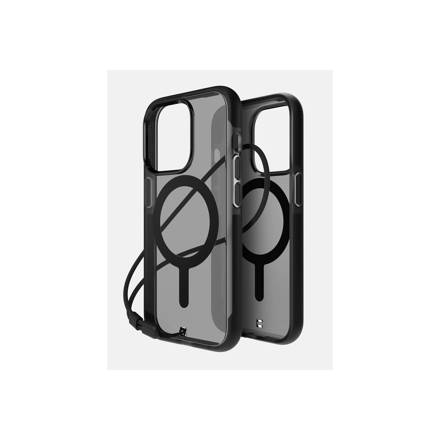 Body Guardz Ace Pro Removable Lanyard Prevents Drops 18 ft Drop Smoky Black Case For iphone 6.1(2023)/iphone 14/13