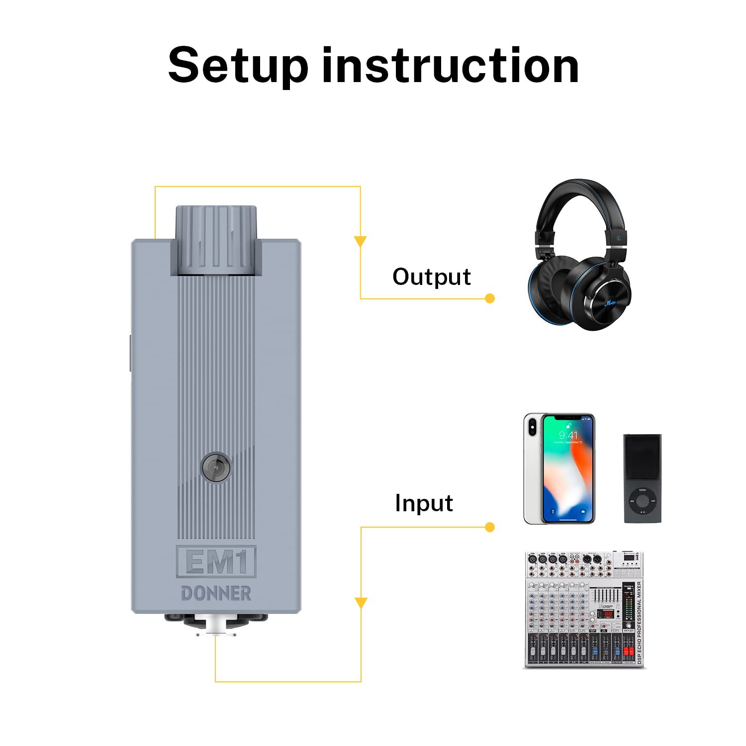 Amplificateur intra-auriculaire portatif rechargeable EM1 de Donner pour écouteurs analogiques d'écouteurs stéréo Amplificateur audio avec contrôle