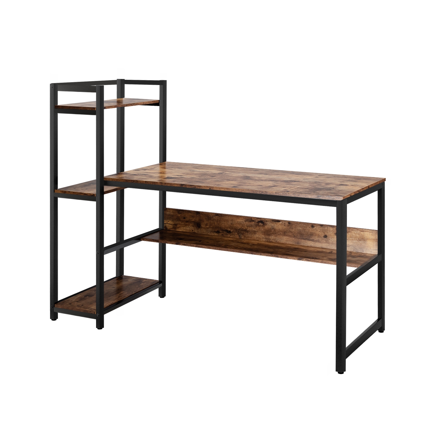 Topbuy Multifunctional Computer Desk with Storage Shelves Stable Writing Table for Home Office Black/Natural/Rustic Brown/Walnut