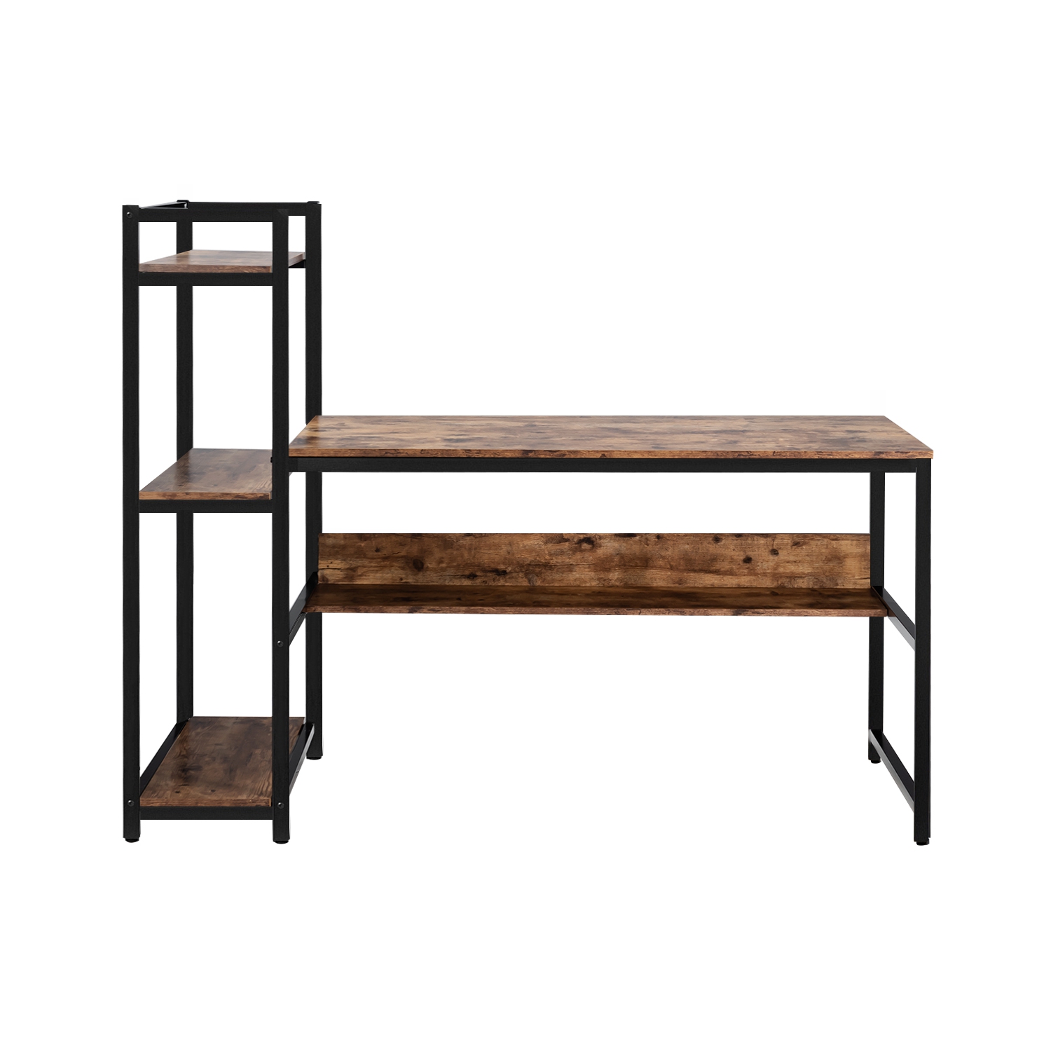 Topbuy Multifunctional Computer Desk with Storage Shelves Stable Writing Table for Home Office Black/Natural/Rustic Brown/Walnut