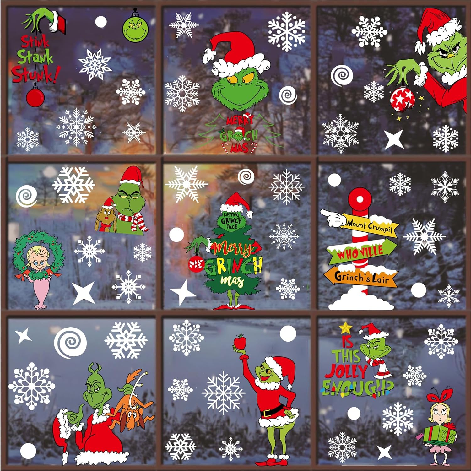 Christmas Window Clings Decorations for Glass Windows Winter Stickers Snowflakes Christmas Decorations Window Stickers for Holiday Window Clings