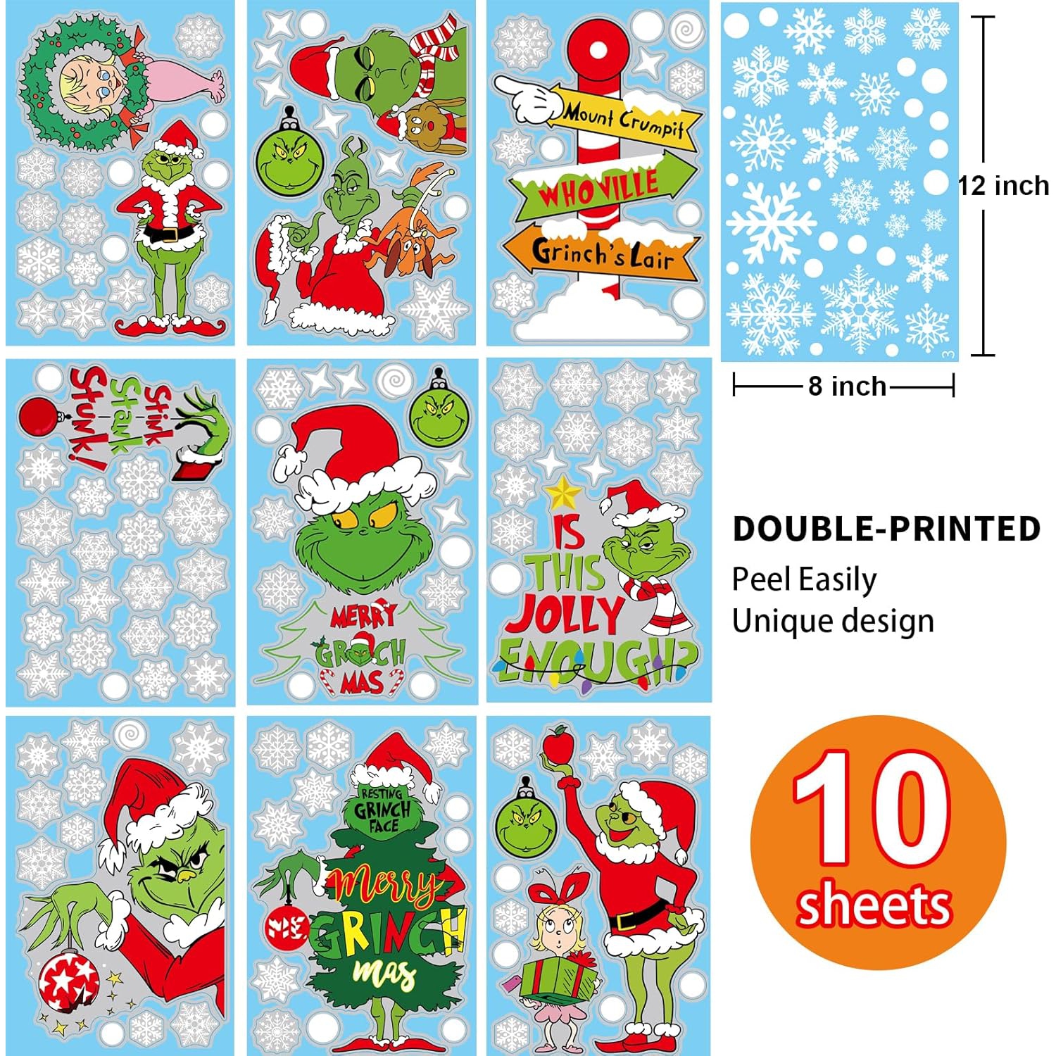 Christmas Window Clings Decorations for Glass Windows Winter Stickers Snowflakes Christmas Decorations Window Stickers for Holiday Window Clings