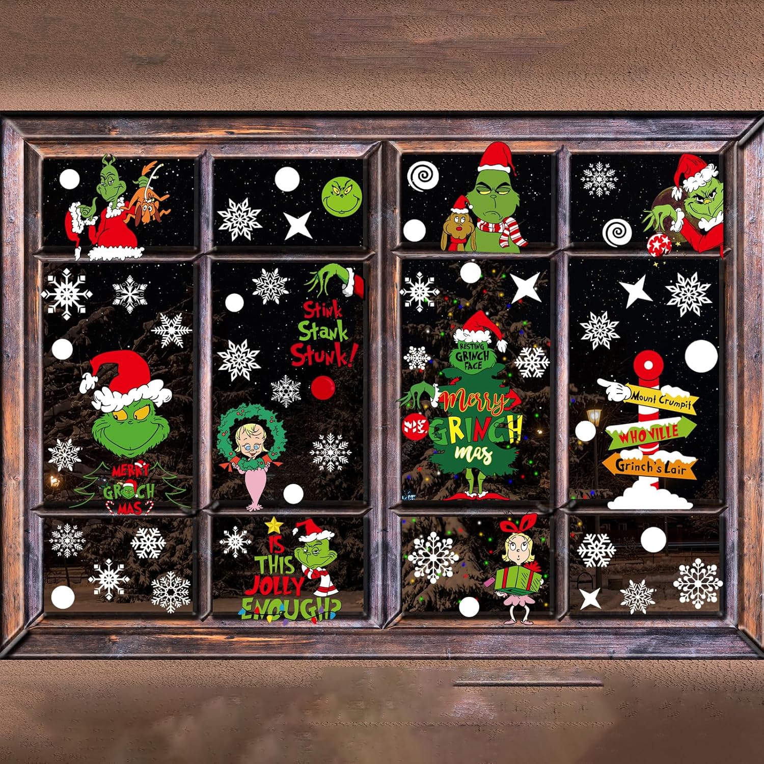 Christmas Window Clings Decorations for Glass Windows Winter Stickers Snowflakes Christmas Decorations Window Stickers for Holiday Window Clings