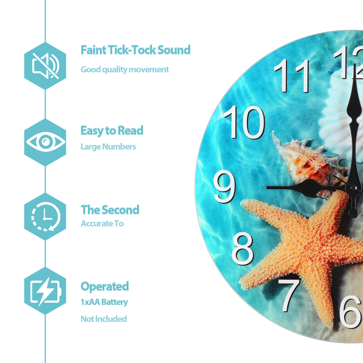 Glass Panel Shell Wall Clock