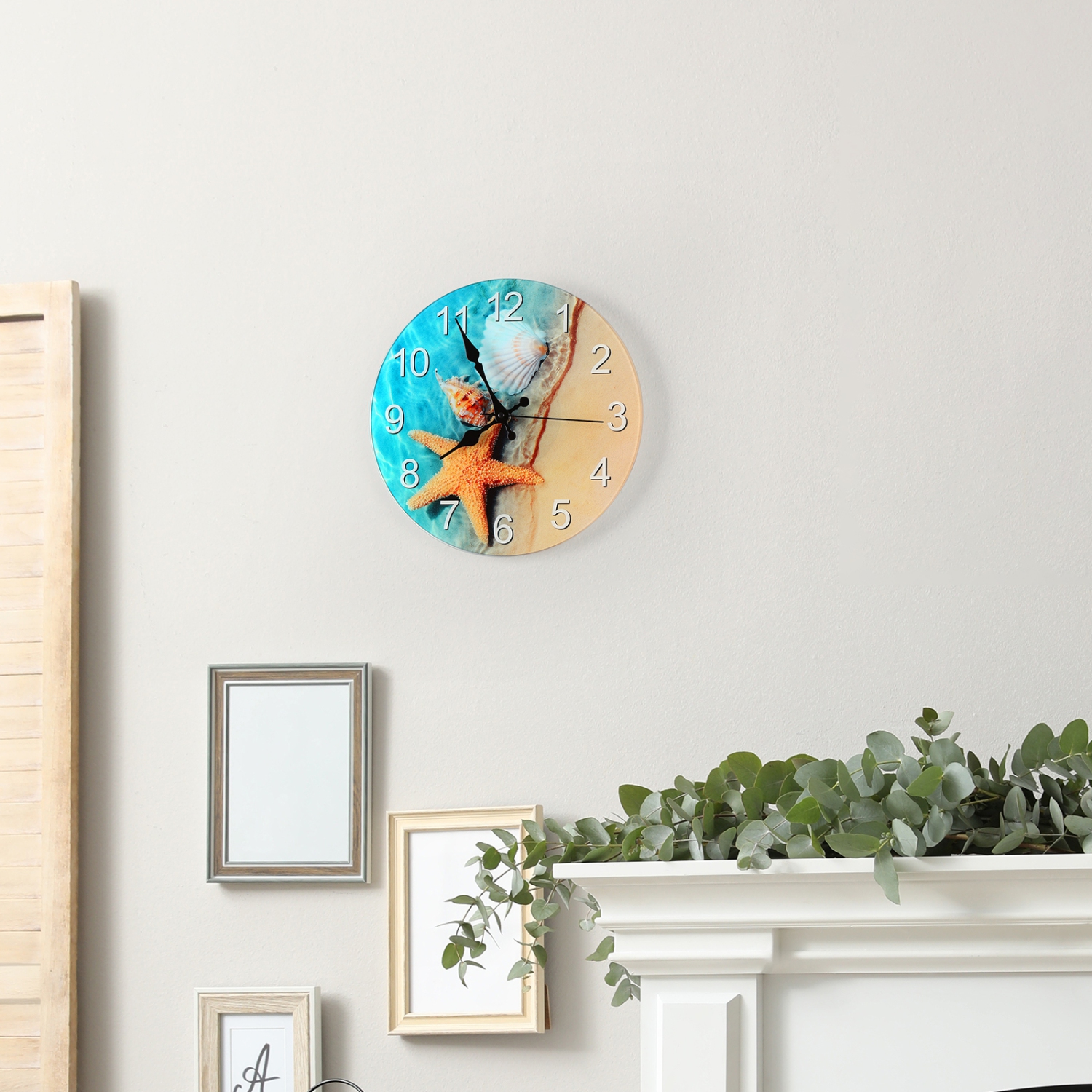 Glass Panel Shell Wall Clock