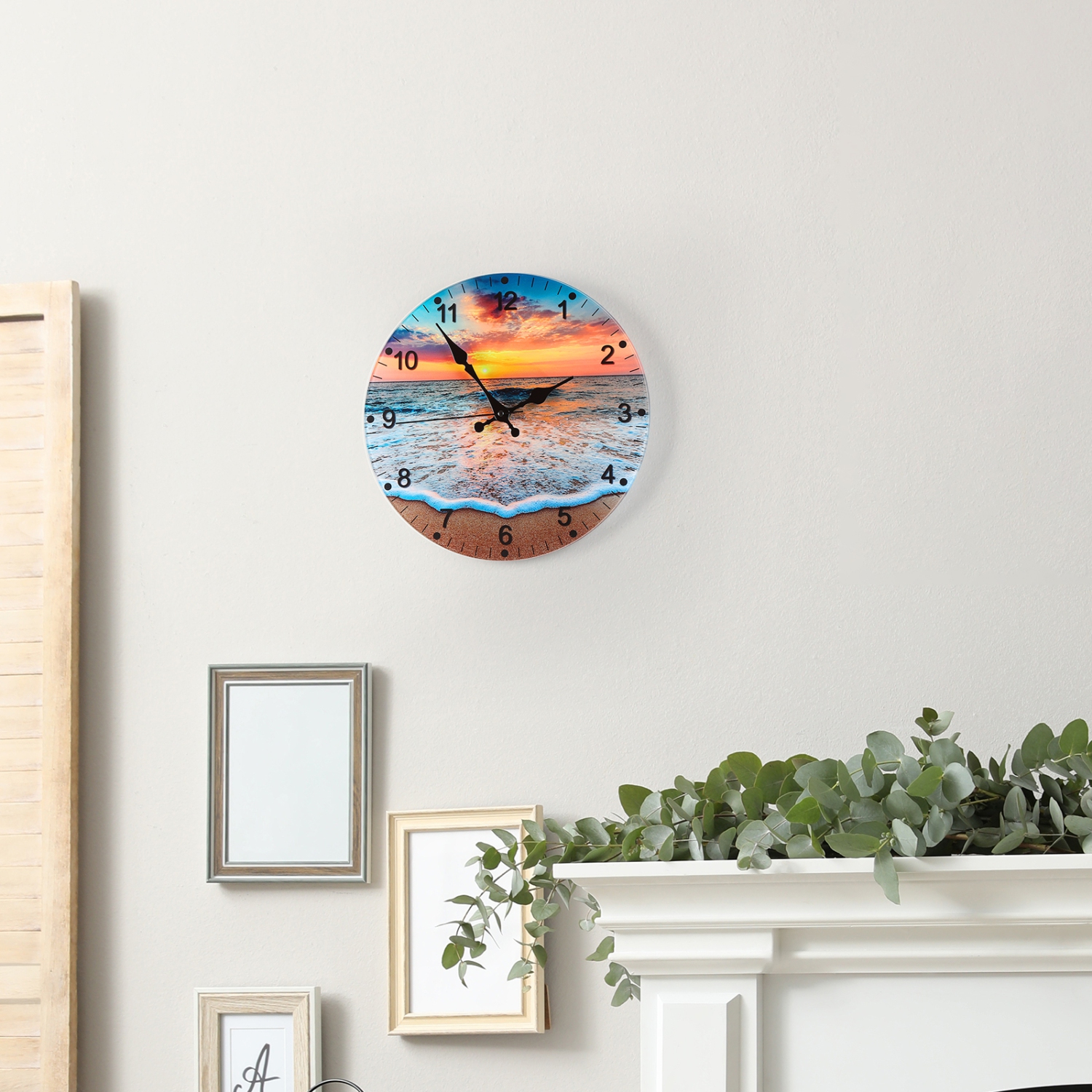 Glass Panel Sunny Beach Wall Clock