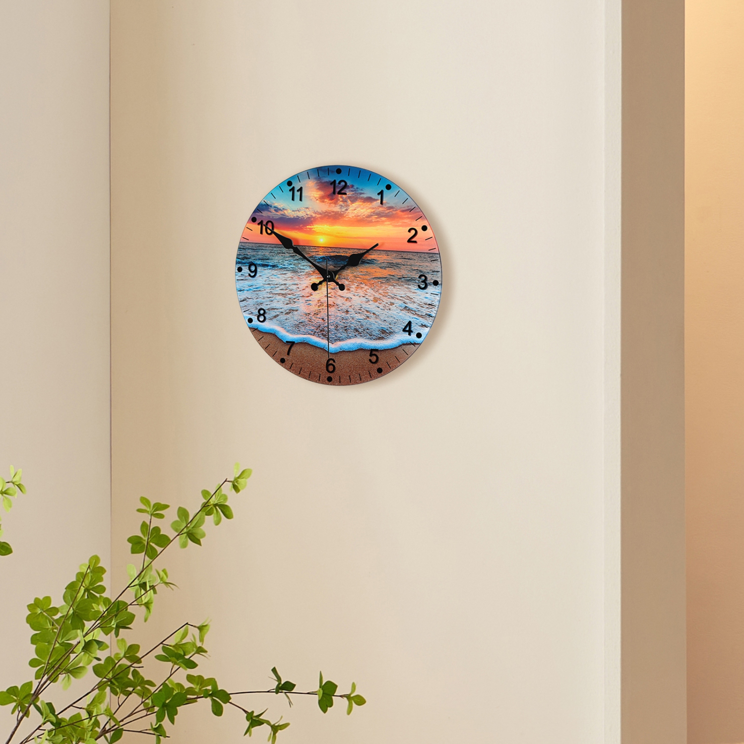 Glass Panel Sunny Beach Wall Clock