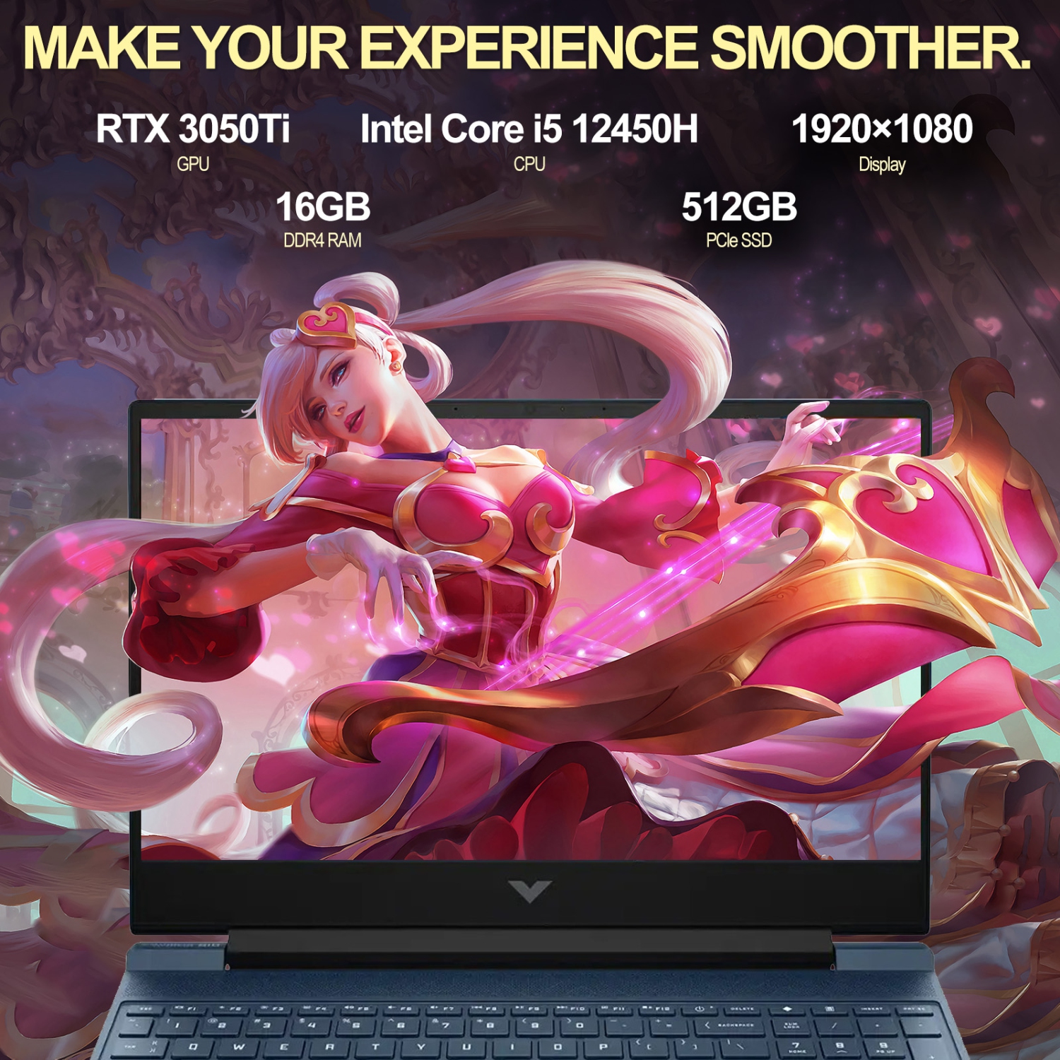 HP - Portable de jeu 144 Hz HD intégrale 15,6 po Victus - Core i5 12450H Intel - Mémoire 16 Go - SSD 512 Go - GeForce RTX 3050