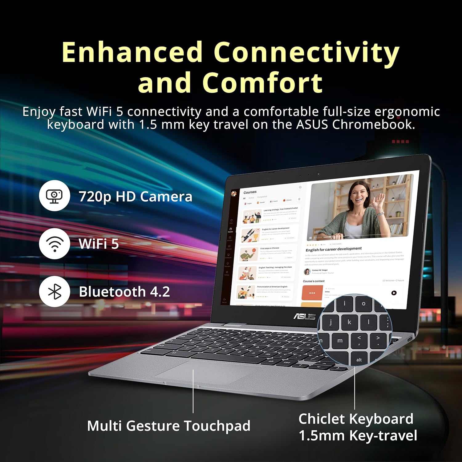 Open Box - ASUS Chromebook C223NA-DH02 11.6" HD, Intel Dual-Core Celeron N3350 Processor, 32GB eMMC , 4GB RAM, Intel HD Graphics, Grey