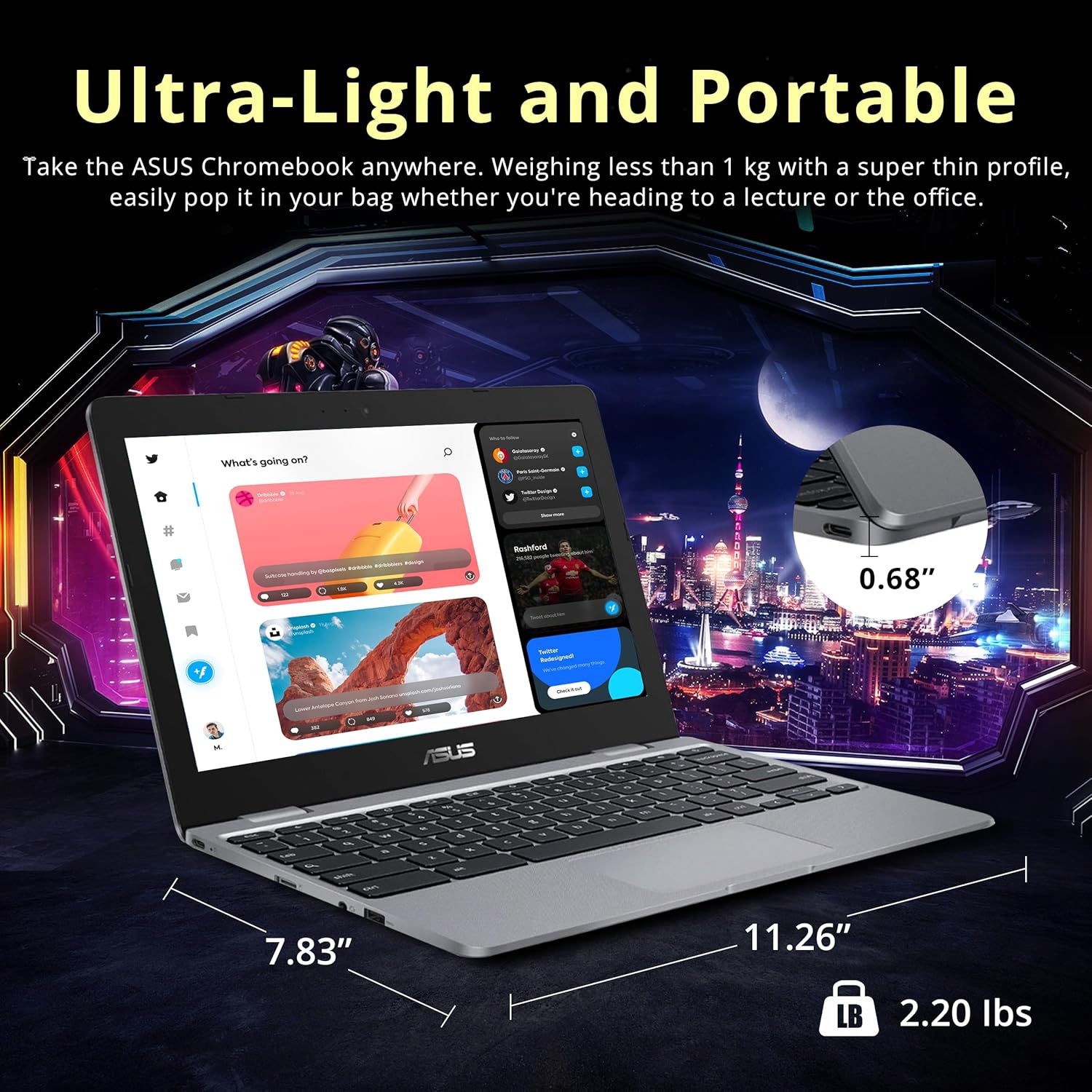 Open Box - ASUS Chromebook C223NA-DH02 11.6" HD, Intel Dual-Core Celeron N3350 Processor, 32GB eMMC , 4GB RAM, Intel HD Graphics, Grey