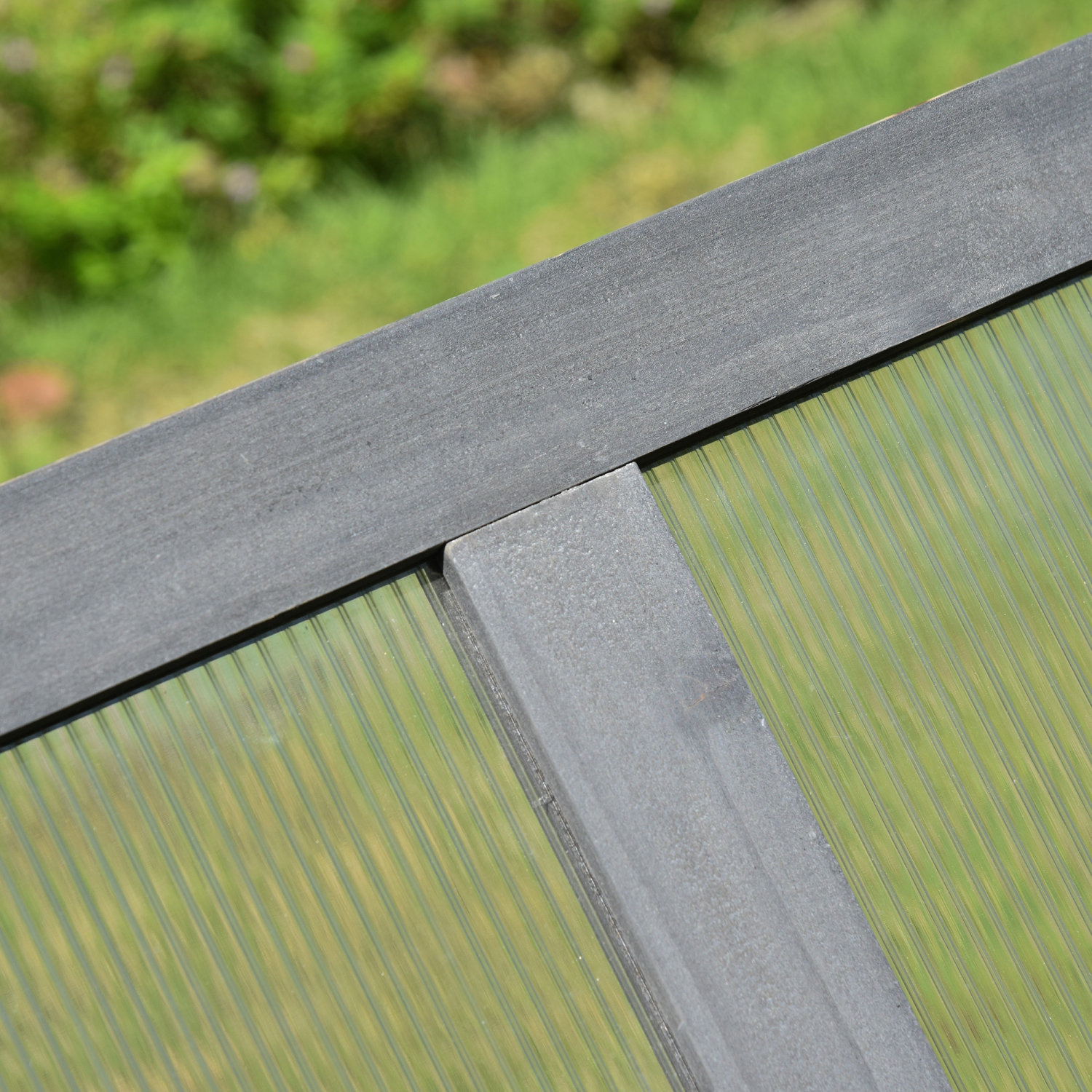 Outsunny 39" x 26" x 16" Wooden Cold Frame with Openable and Tilted Top Cover, Small Polycarbonate Planter Box for Flowers, Vegetables, Plants, Grey