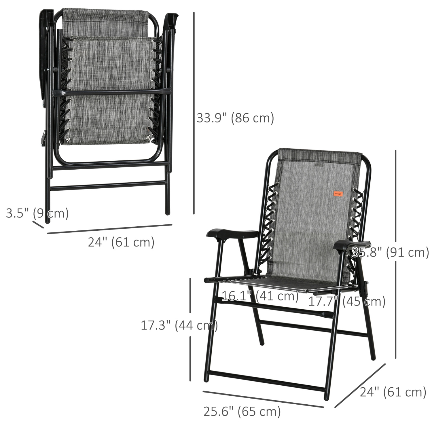 Chaise pliante extérieure Outsunny, chaise de salle à manger de patio pliable avec accoudoirs, chaise pliante pour le camping, jardin, piscine,
