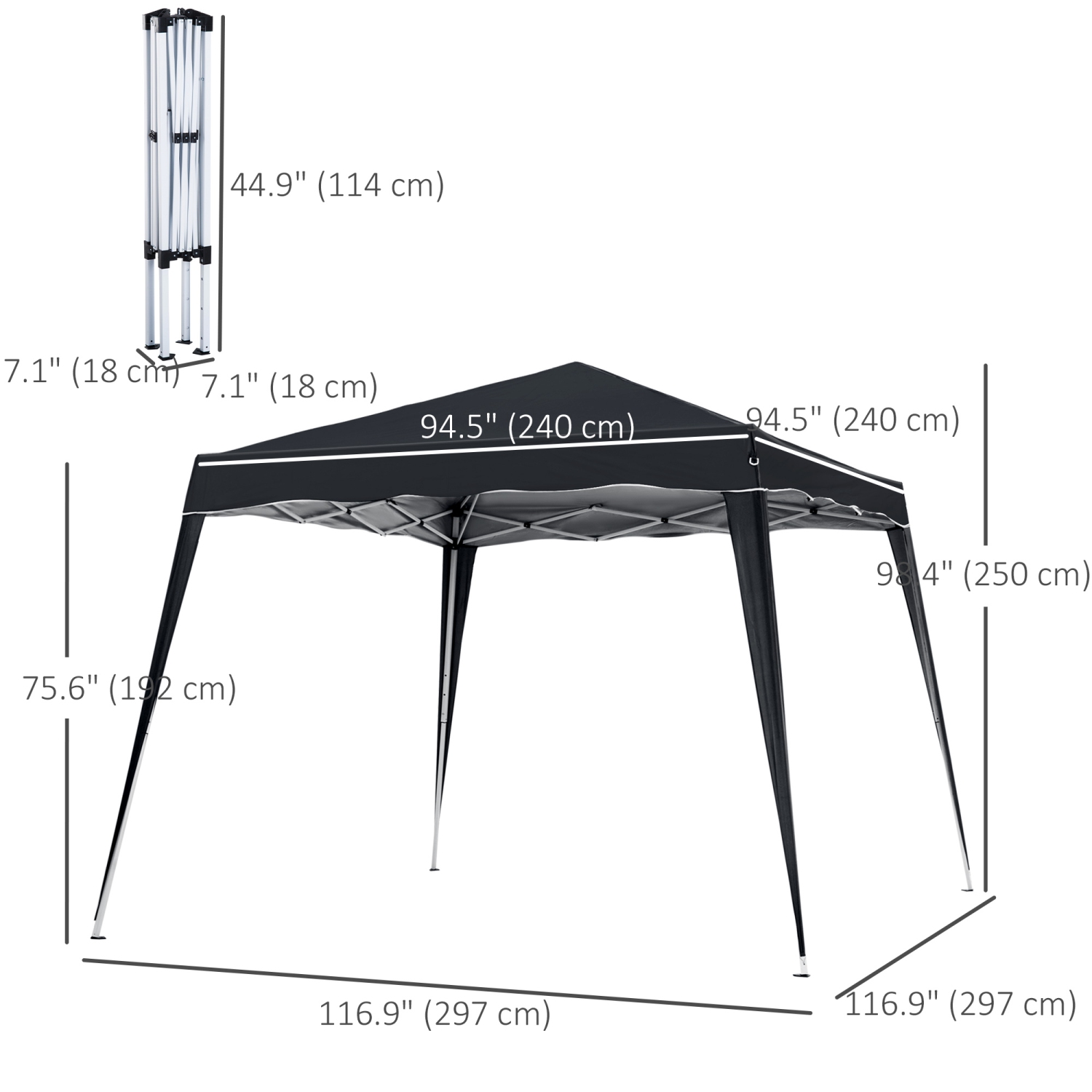 Outsunny 8' x 8' Pop Up Canopy Tent with Inclined Legs, Portable Party Tent Gazebo with Carrying Bag for Garden, Camping, Party, Picnic, Black