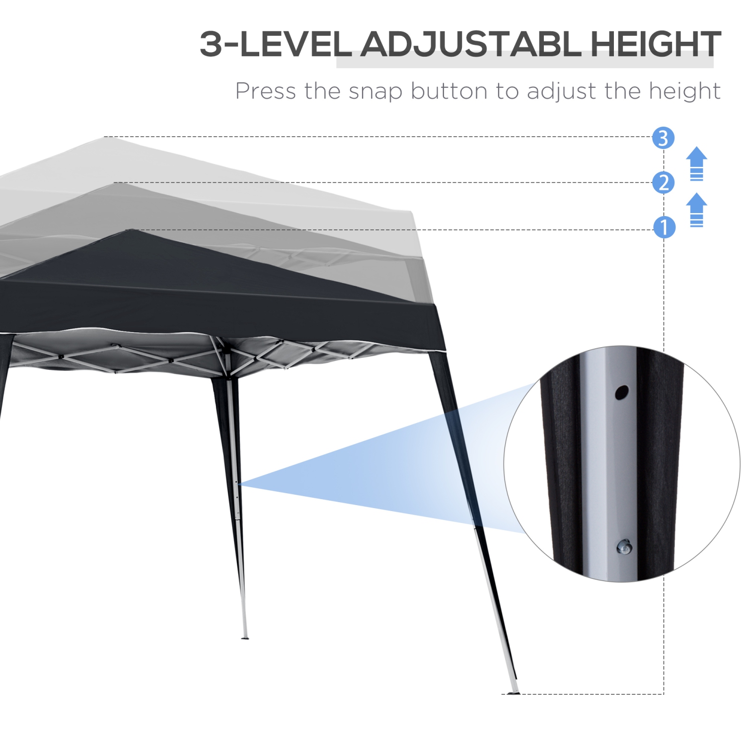 Outsunny 8' x 8' Pop Up Canopy Tent with Inclined Legs, Portable Party Tent Gazebo with Carrying Bag for Garden, Camping, Party, Picnic, Black