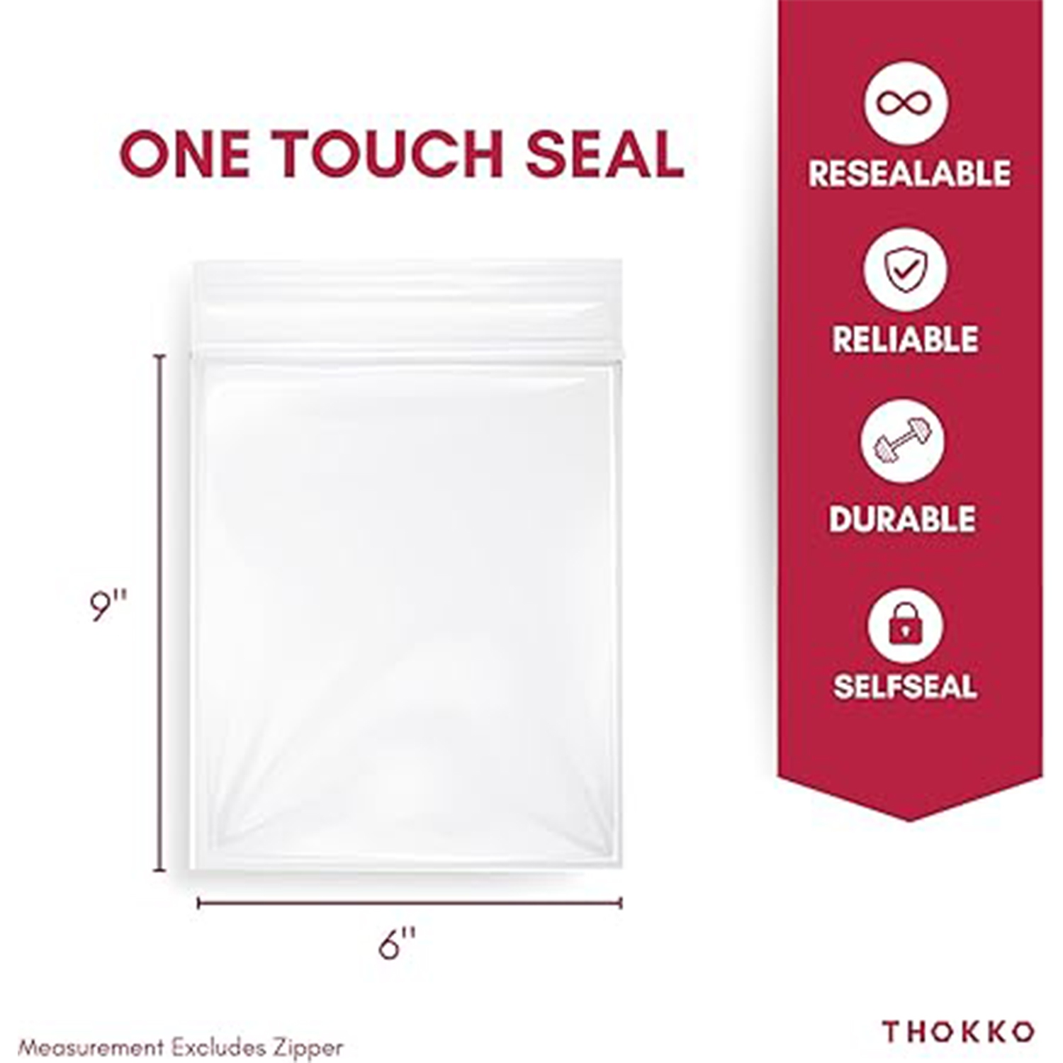 Sacs réutilisables transparents, glissière simple, 2 mil épaisseur, sacs plastique poly glissière (6x9)