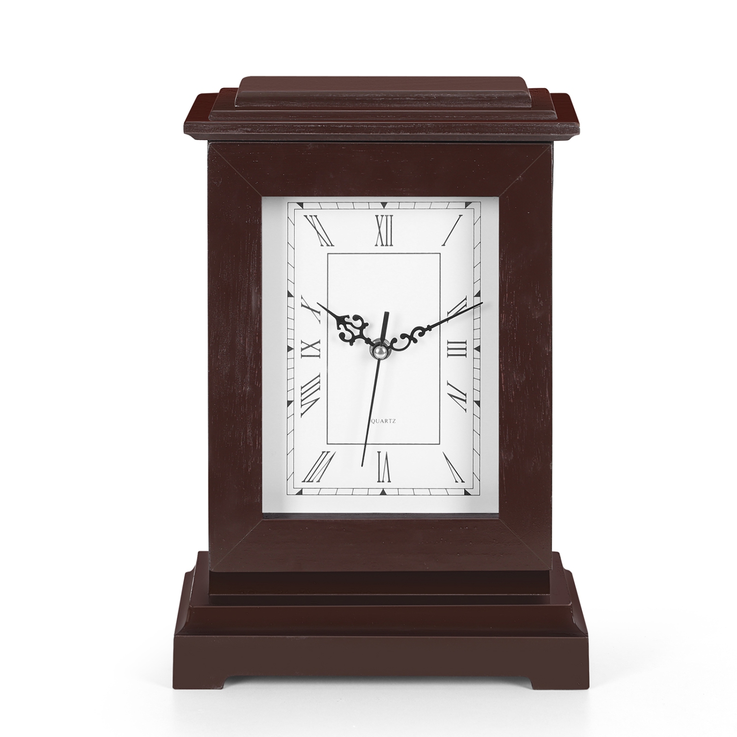 Classic Mahogany Desktop Clock with Hidden Storage Space