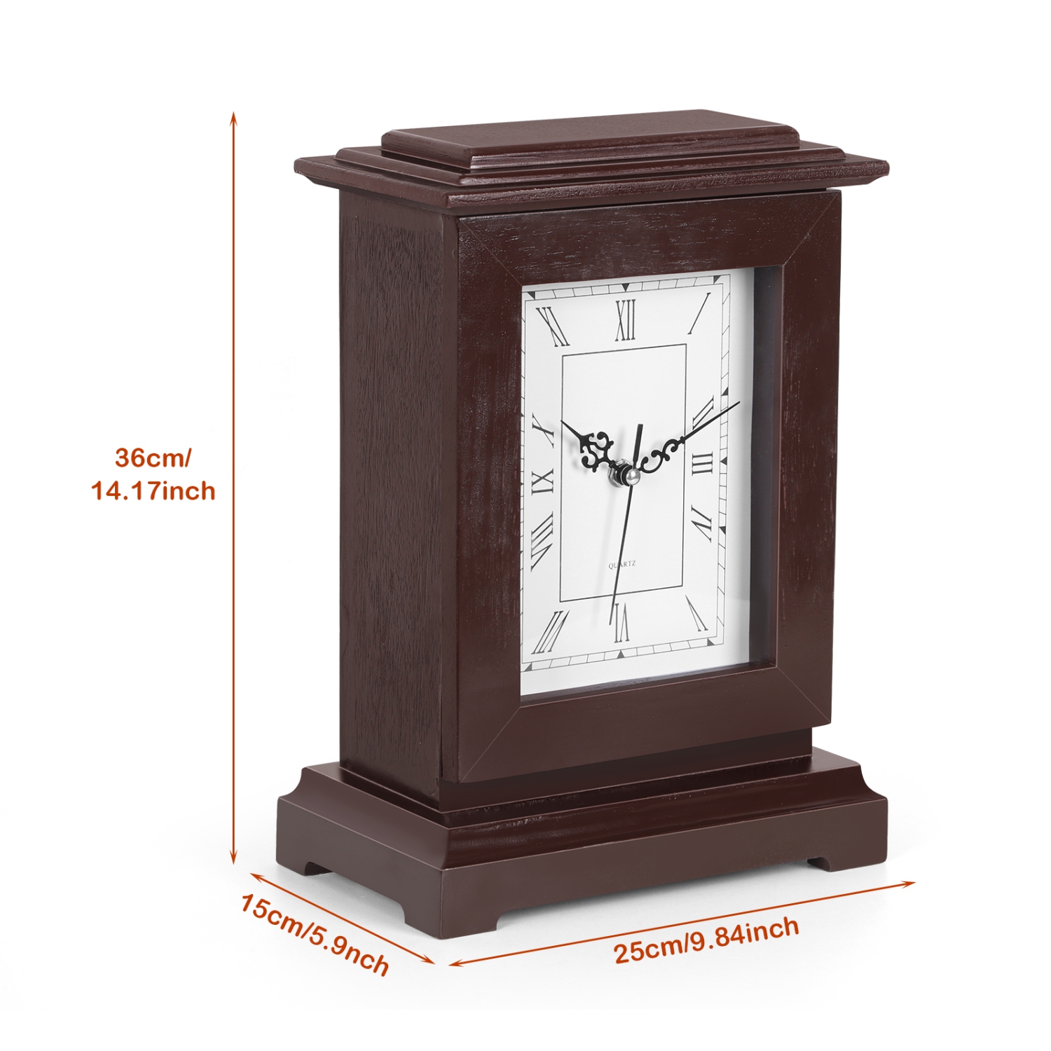 Classic Mahogany Desktop Clock with Hidden Storage Space