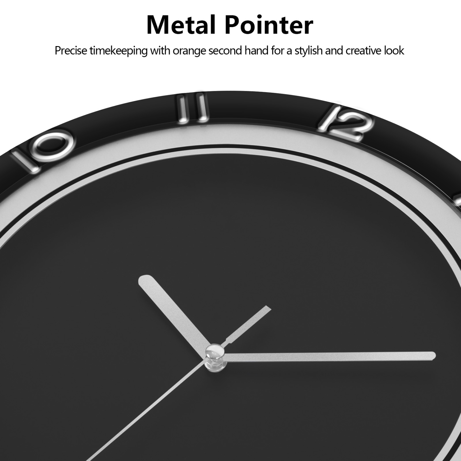 Modern Style 12-Inch Minimalist Black Plastic Wall Clock