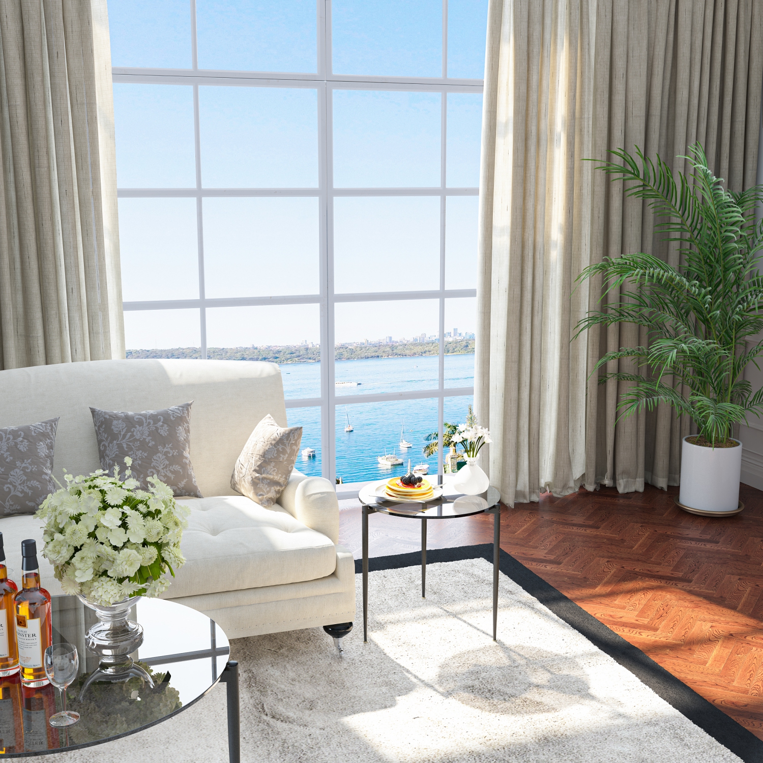 Modern Glass Coffee Table:Round Sofa Side Table Tempered Glass Top Decorative Center Table with Black Metal Legs Stand for Living Room Apartment