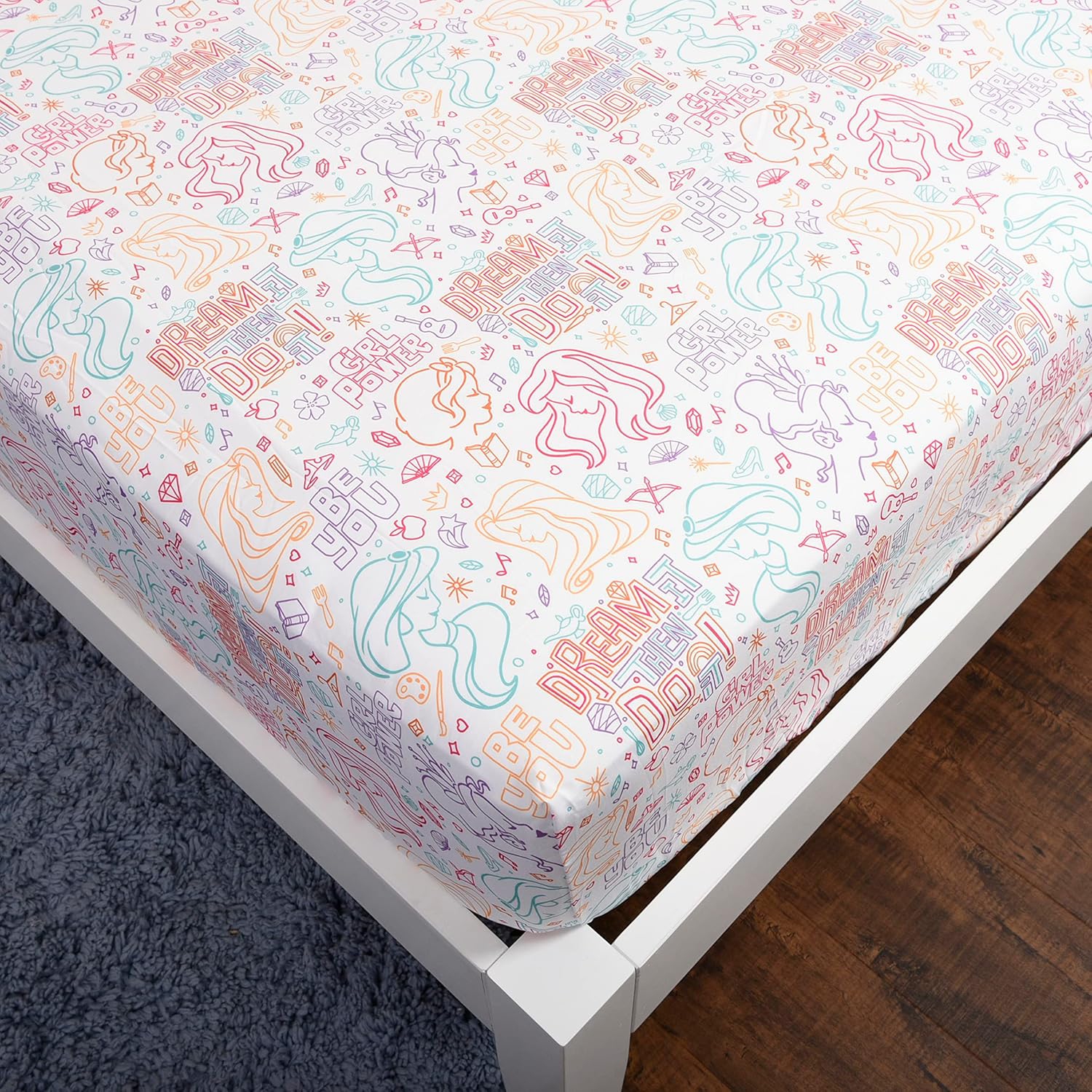 Disney Princess 3 Piece Twin Bedding Sheet Set for Kids - Flat Sheet, Fitted Sheet and Pillowcase